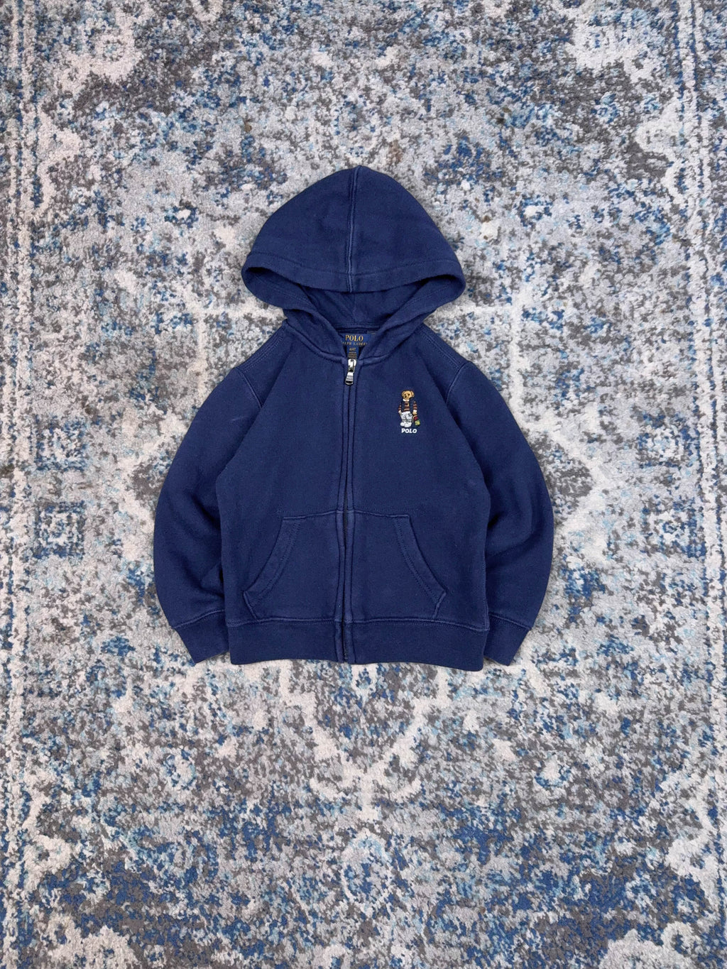 Vintage Polo Ralph Lauren Embroidered Full Zip Hooded Sweatshirt Size YOUTH 4/4T