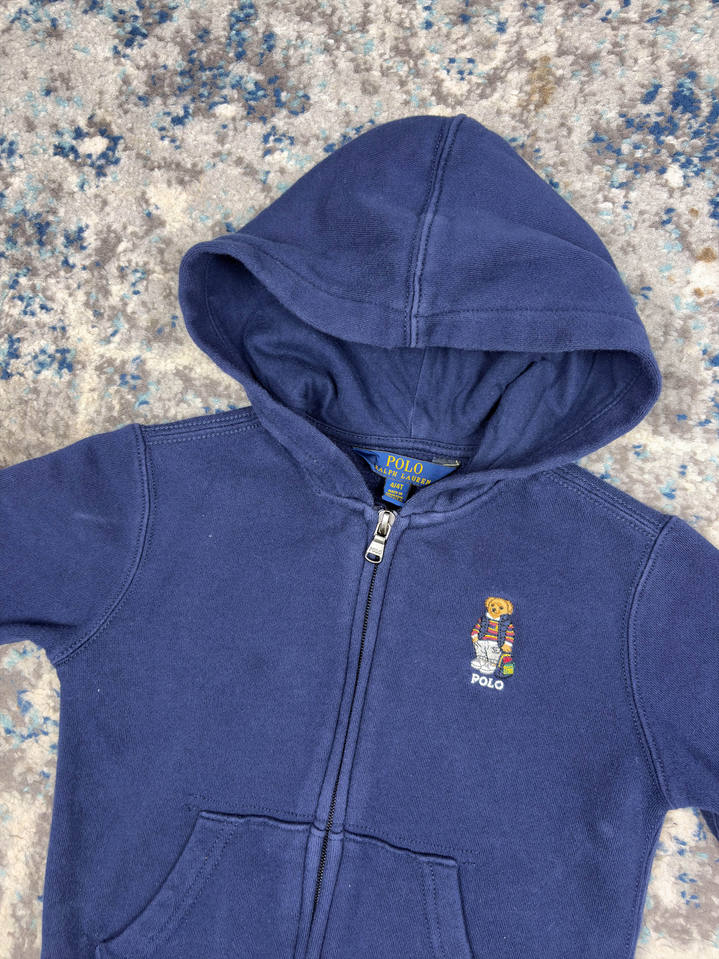 Vintage Polo Ralph Lauren Embroidered Full Zip Hooded Sweatshirt Size YOUTH 4/4T