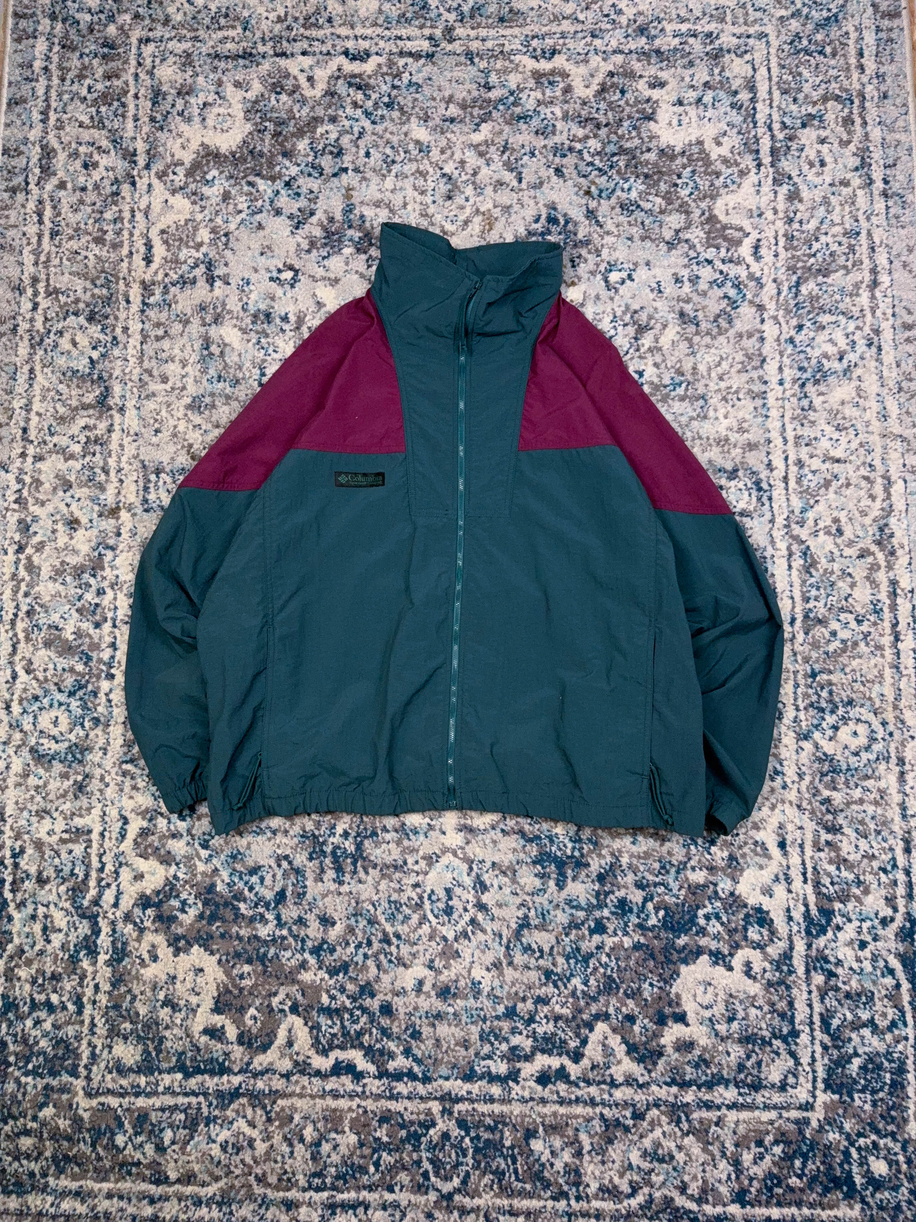 Vintage 90s Womens Columbia Full Zip Windbreaker Jacket Size XL