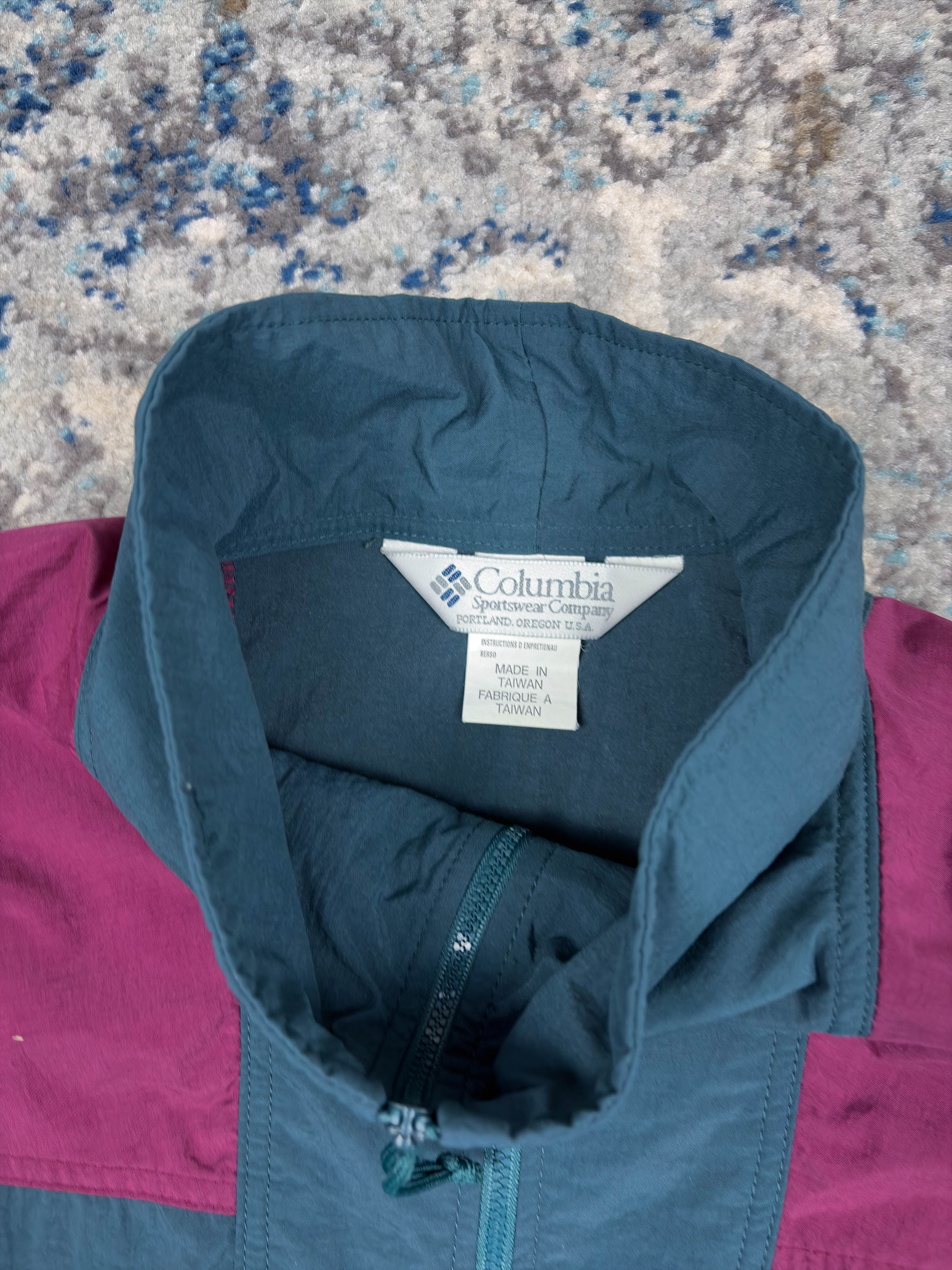 Vintage 90s Womens Columbia Full Zip Windbreaker Jacket Size XL