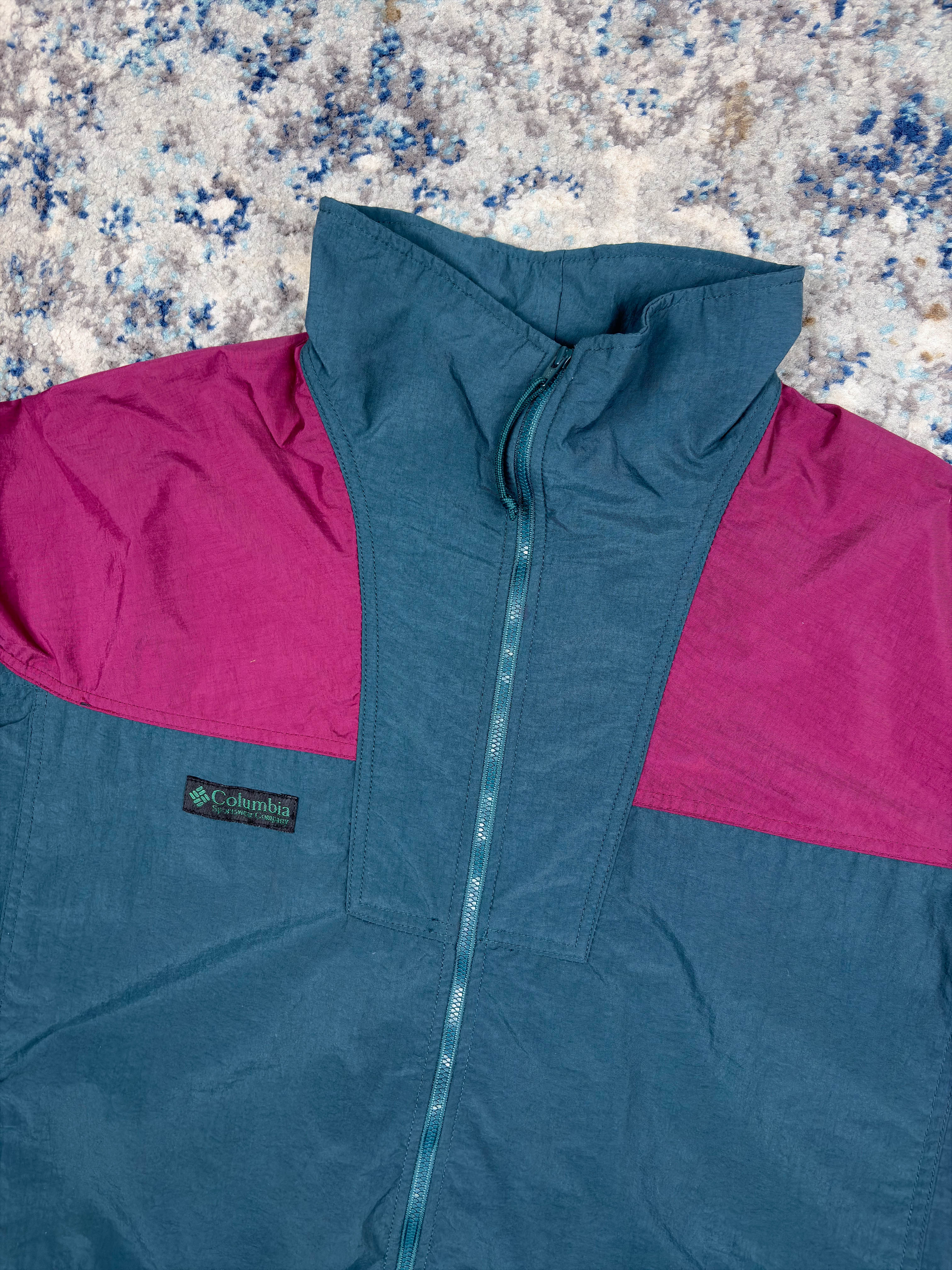 Vintage 90s Womens Columbia Full Zip Windbreaker Jacket Size XL