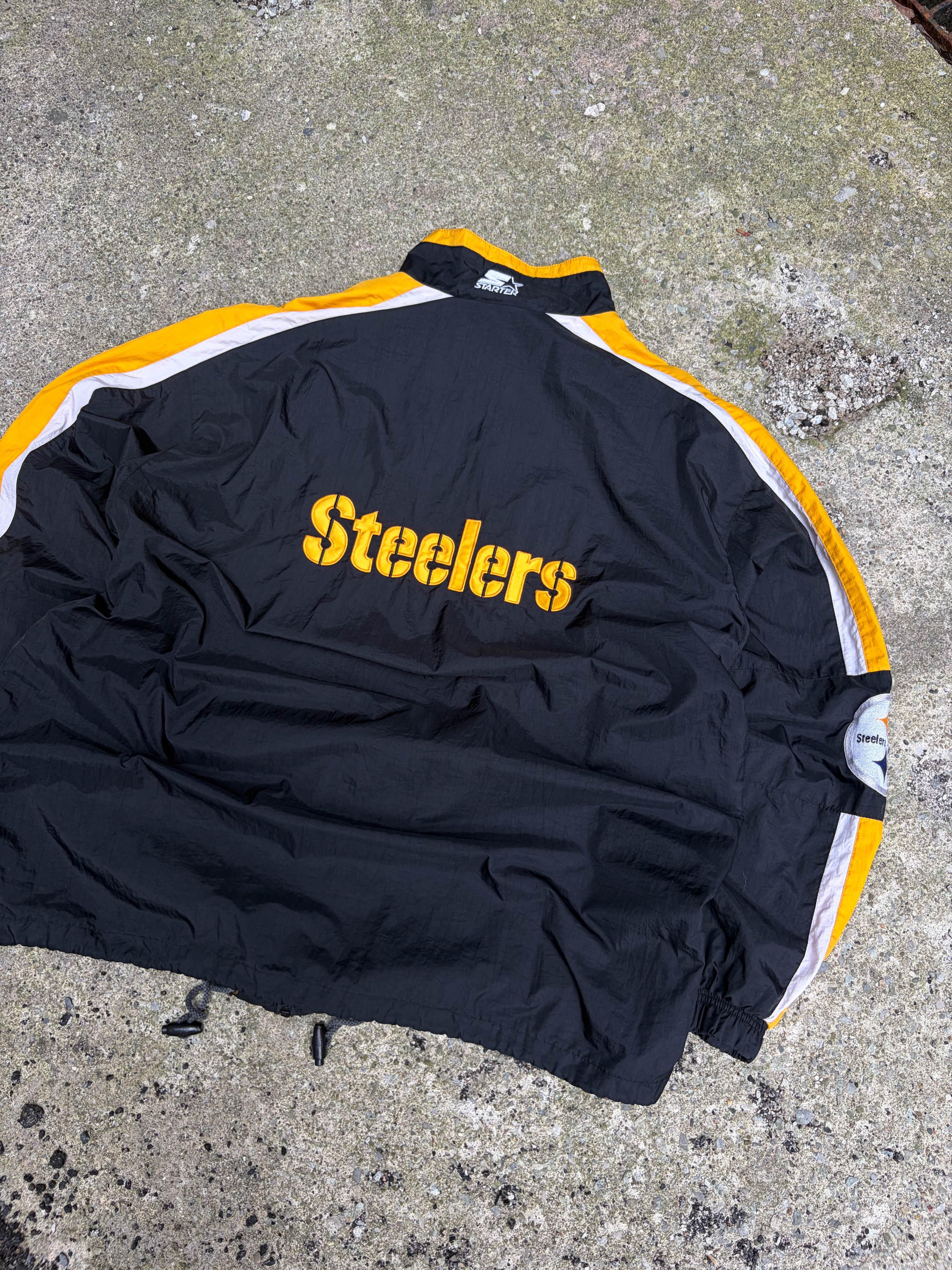 Vintage 90s Pittsburgh Steelers NFL Embroidered Starter Windbreaker Jacket Size XL