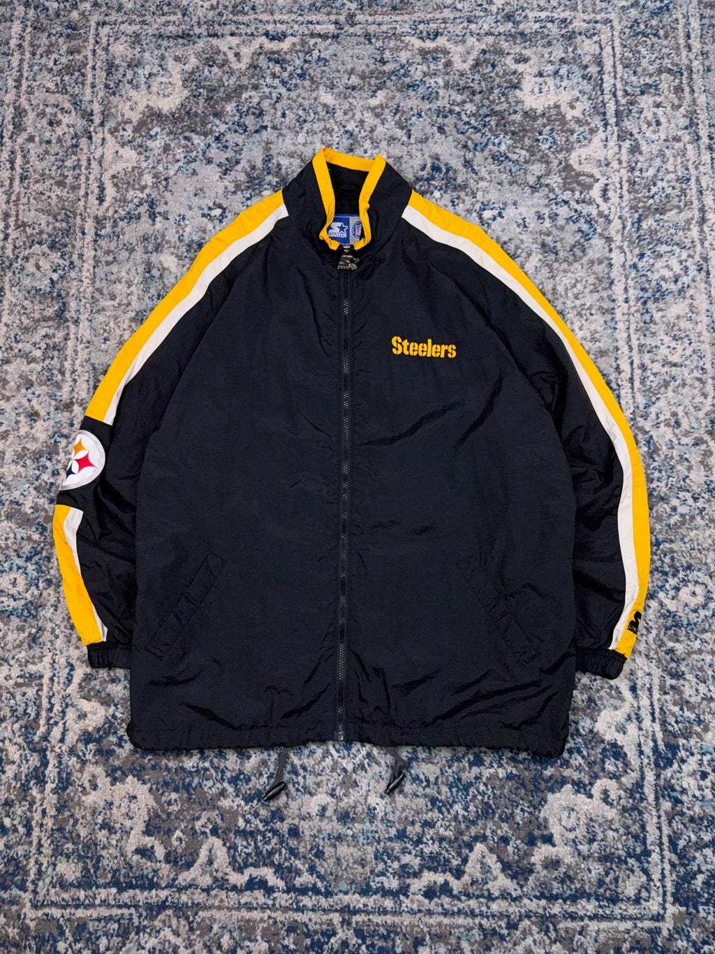 Vintage 90s Pittsburgh Steelers NFL Embroidered Starter Windbreaker Jacket Size XL