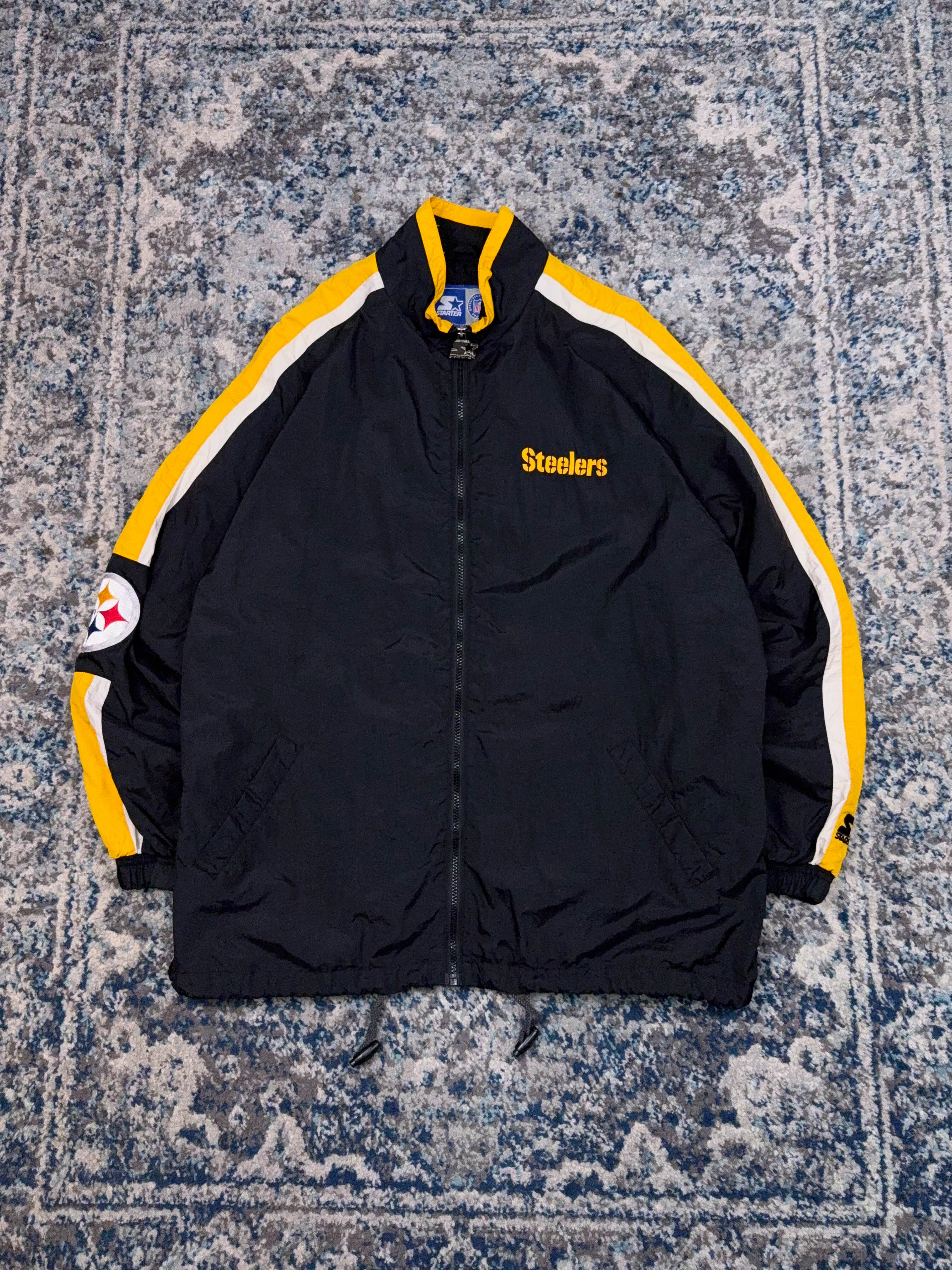 Vintage 90s Pittsburgh Steelers NFL Embroidered Starter Windbreaker Jacket Size XL
