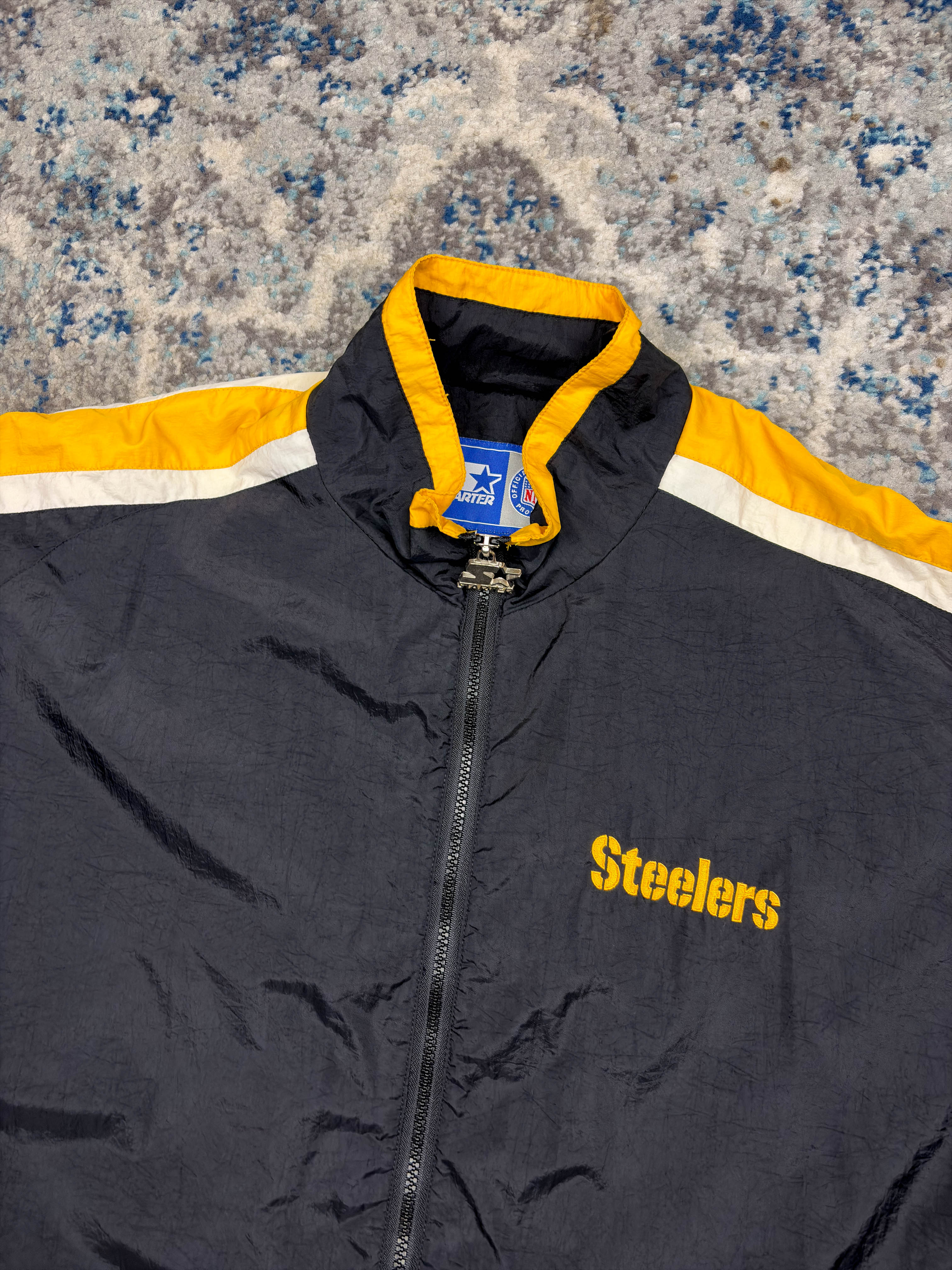 Vintage 90s Pittsburgh Steelers NFL Embroidered Starter Windbreaker Jacket Size XL