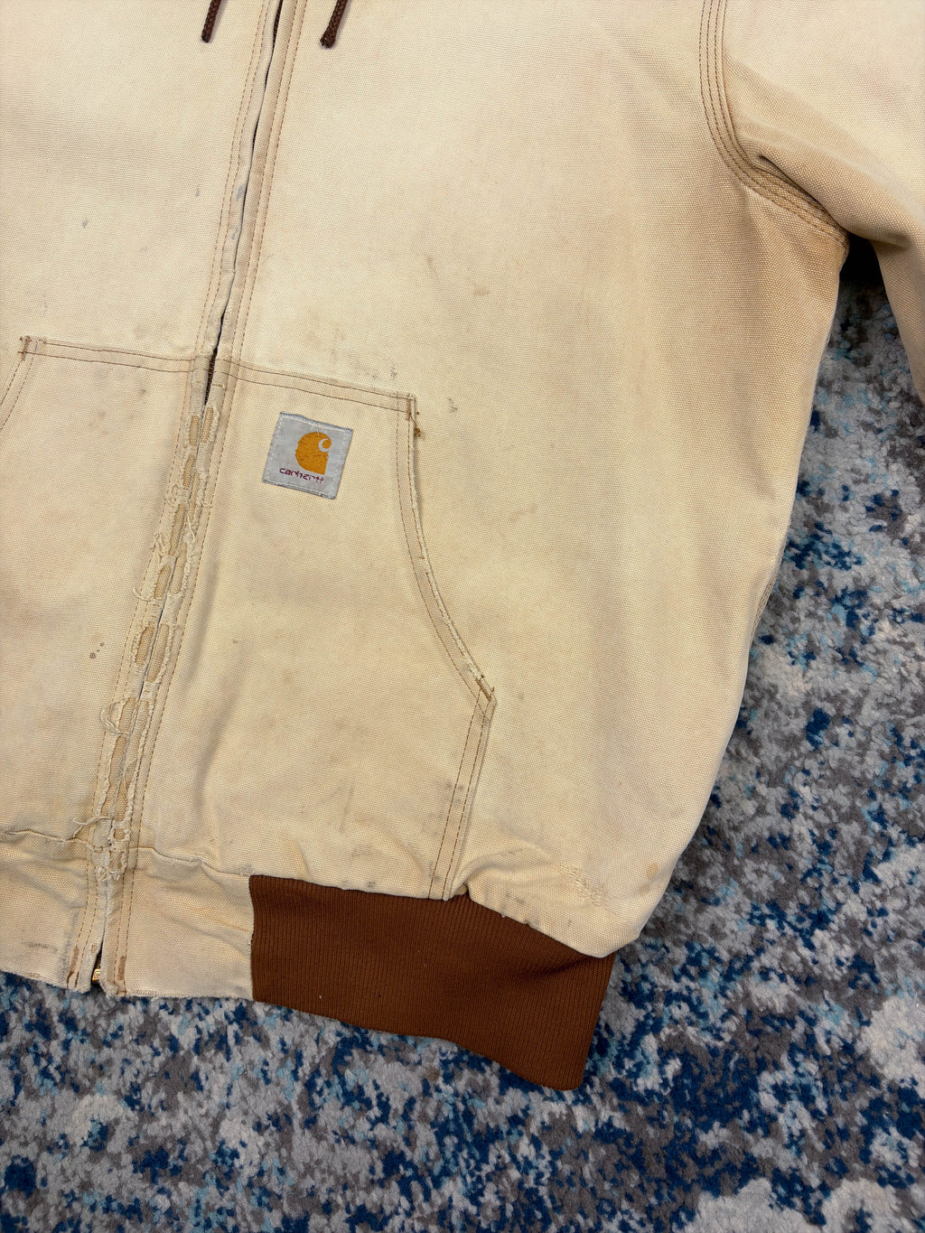 Vintage Carhartt Thermal Lined Workwear Hooded Active Jacket Size LT