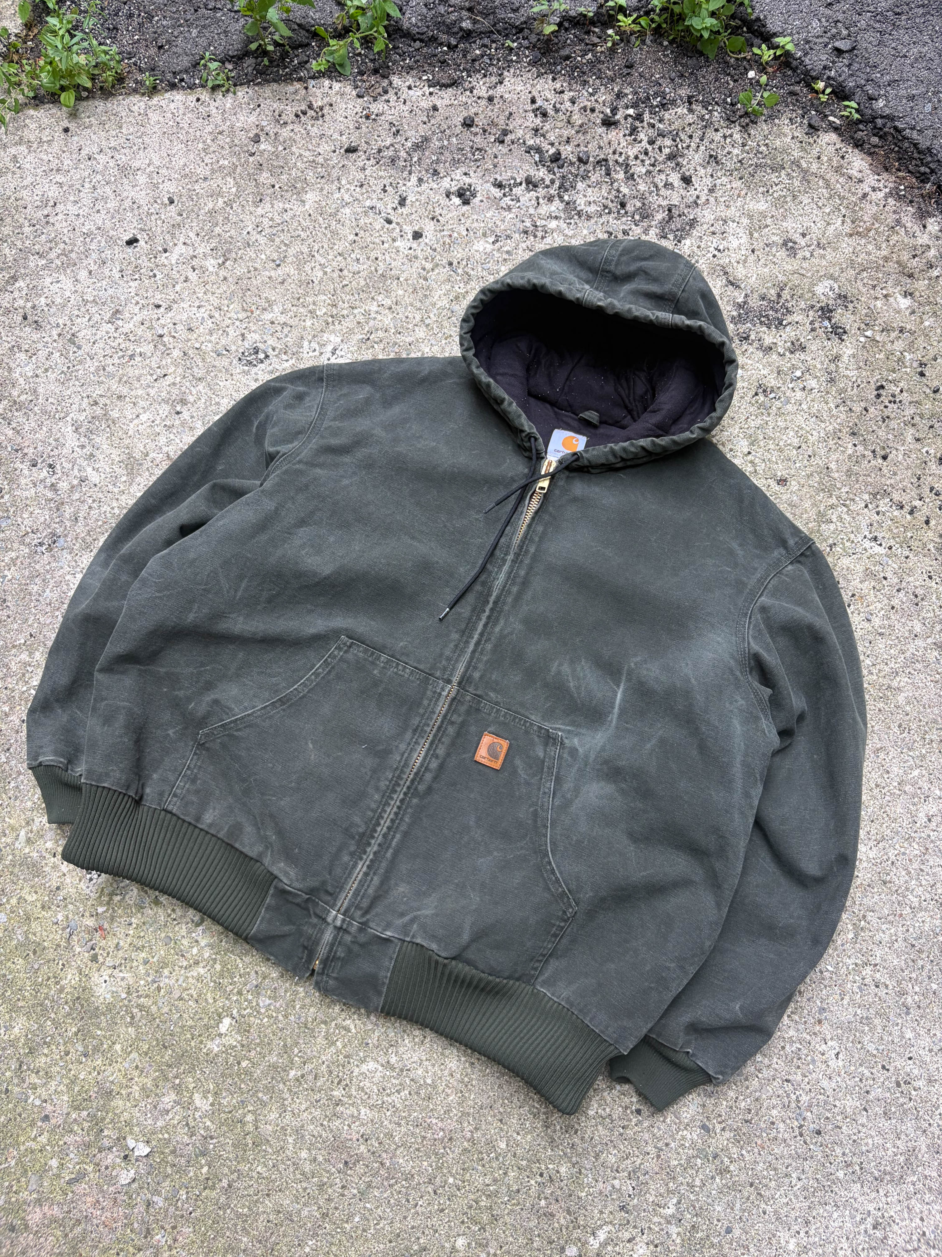 Vintage Carhartt Insulated Workwear Hooded Active Jacket J130 MOS Size 2XL