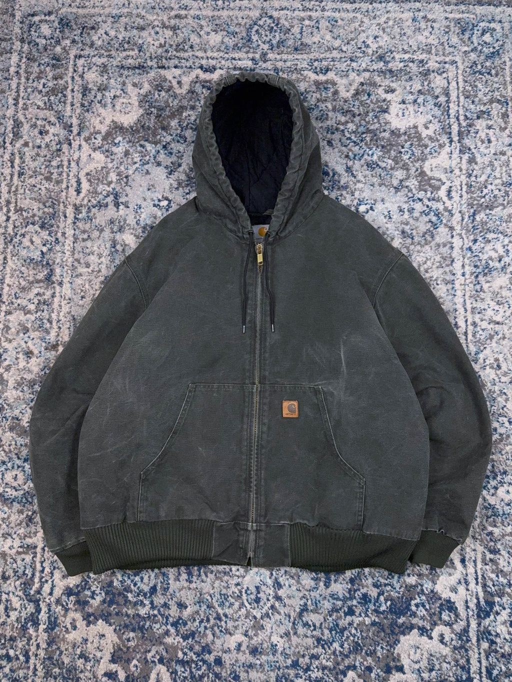 Vintage Carhartt Insulated Workwear Hooded Active Jacket J130 MOS Size 2XL