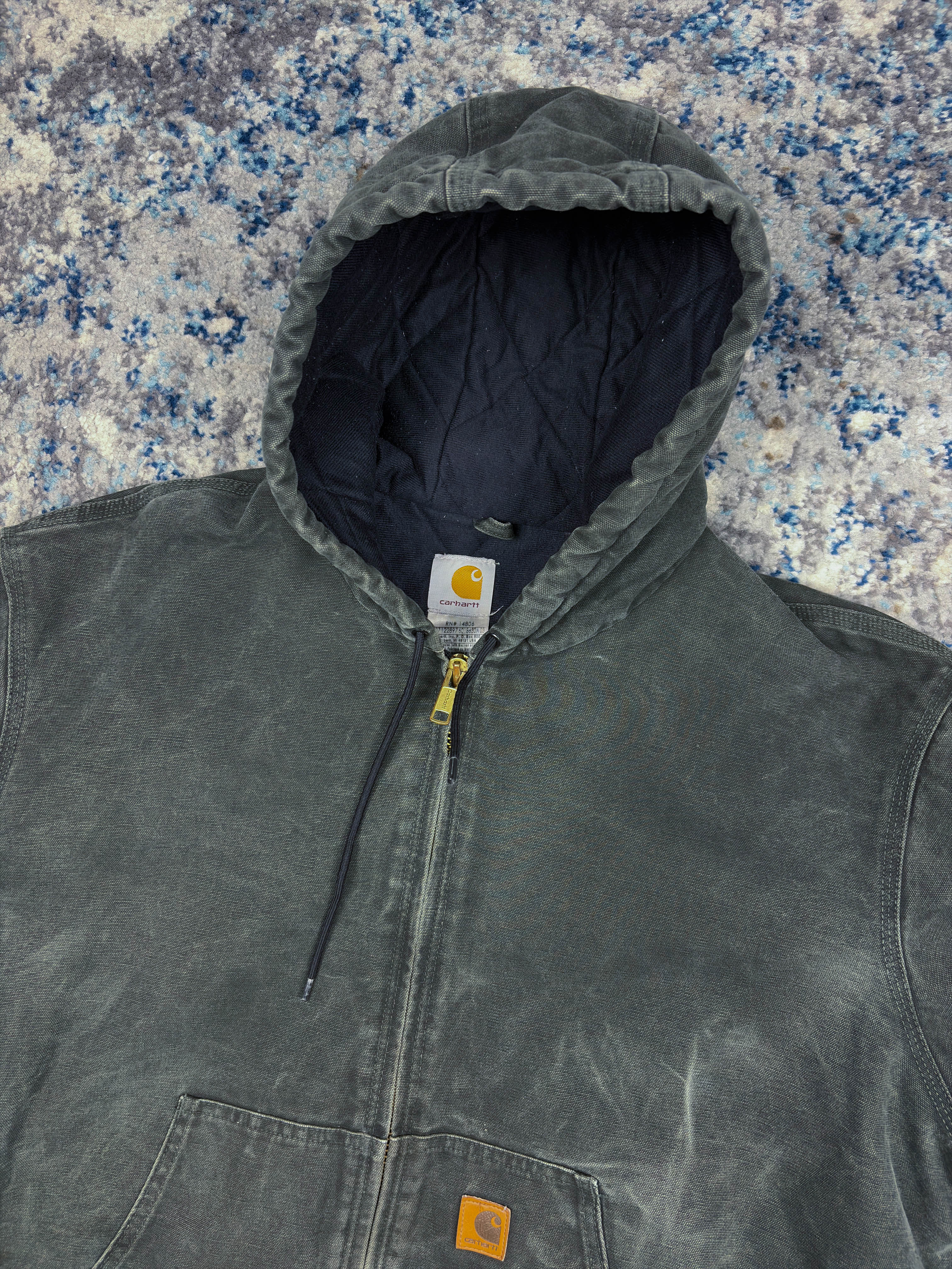 Vintage Carhartt Insulated Workwear Hooded Active Jacket J130 MOS Size 2XL