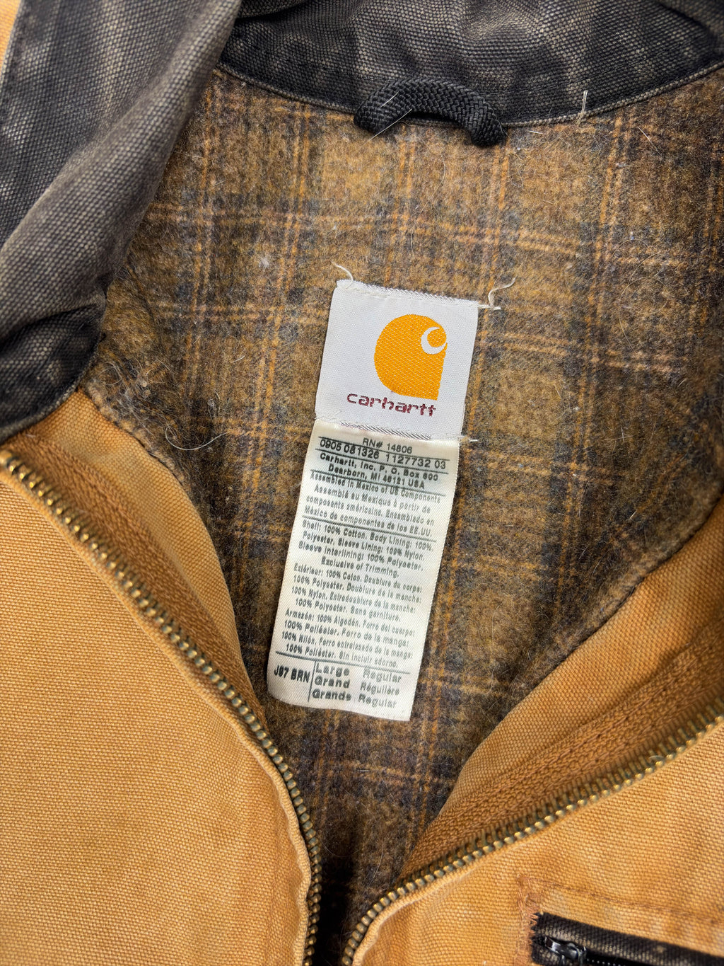 Vintage Carhartt Blanket Lined Detroit Workwear Jacket J97 BRN Size Large