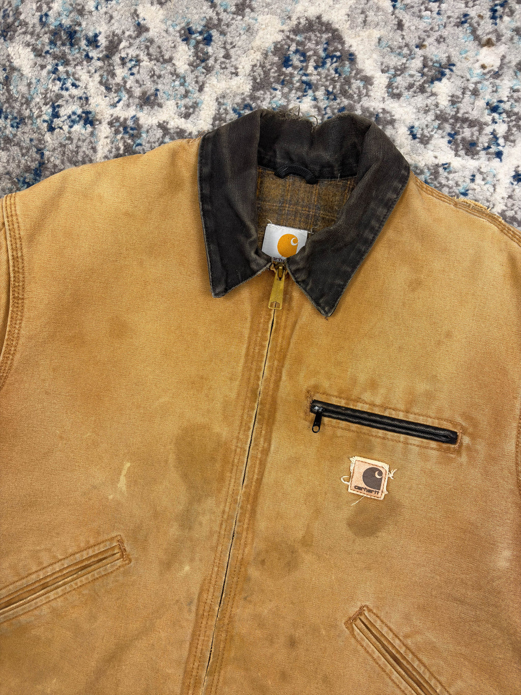 Vintage Carhartt Blanket Lined Detroit Workwear Jacket J97 BRN Size Large