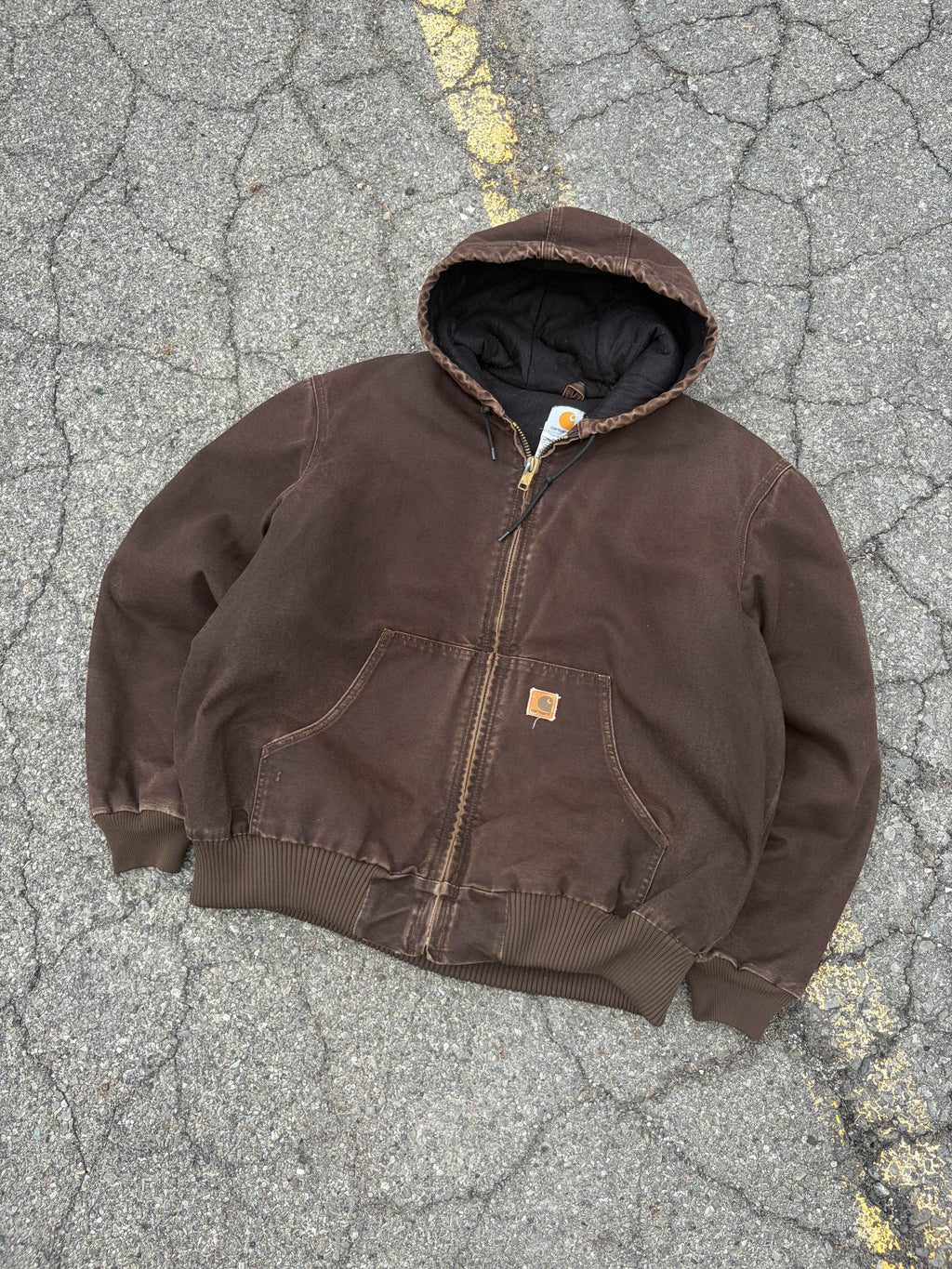 Vintage Carhartt Insulated Workwear Hooded Active Jacket J130 DKB Size XL