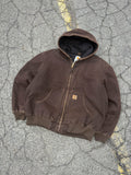 Vintage Carhartt Insulated Workwear Hooded Active Jacket J130 DKB Size XL