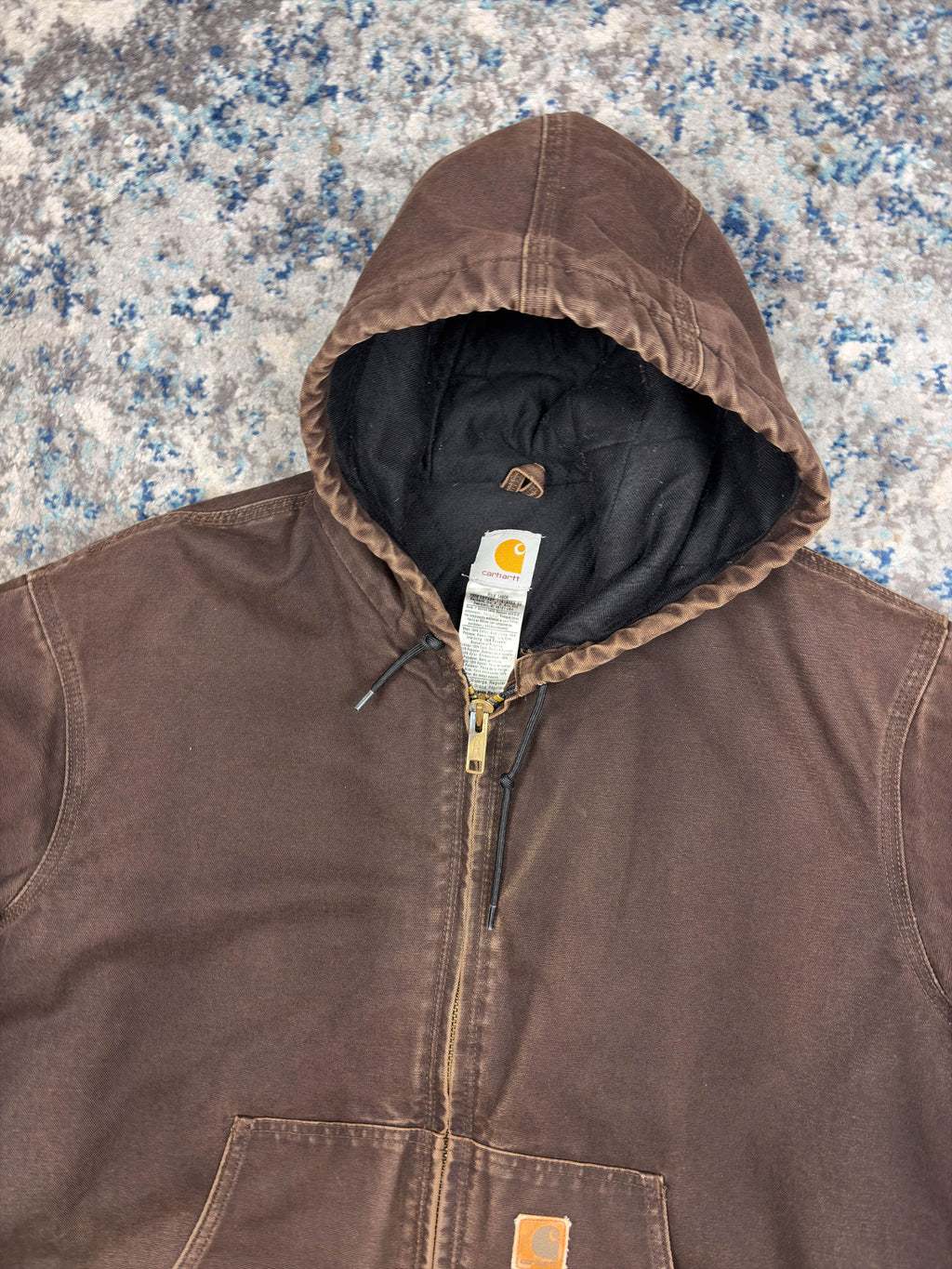 Vintage Carhartt Insulated Workwear Hooded Active Jacket J130 DKB Size XL