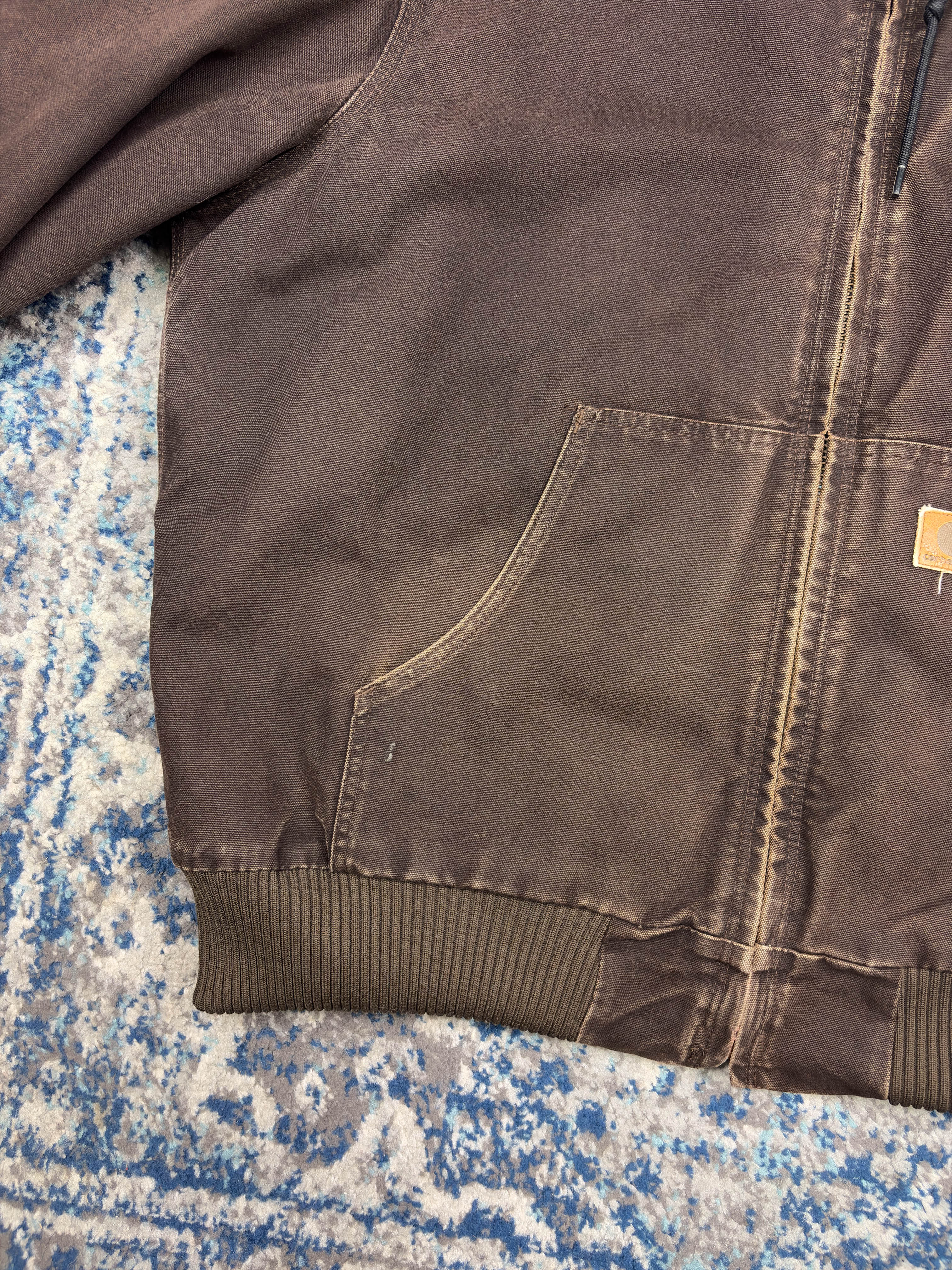Vintage Carhartt Insulated Workwear Hooded Active Jacket J130 DKB Size XL