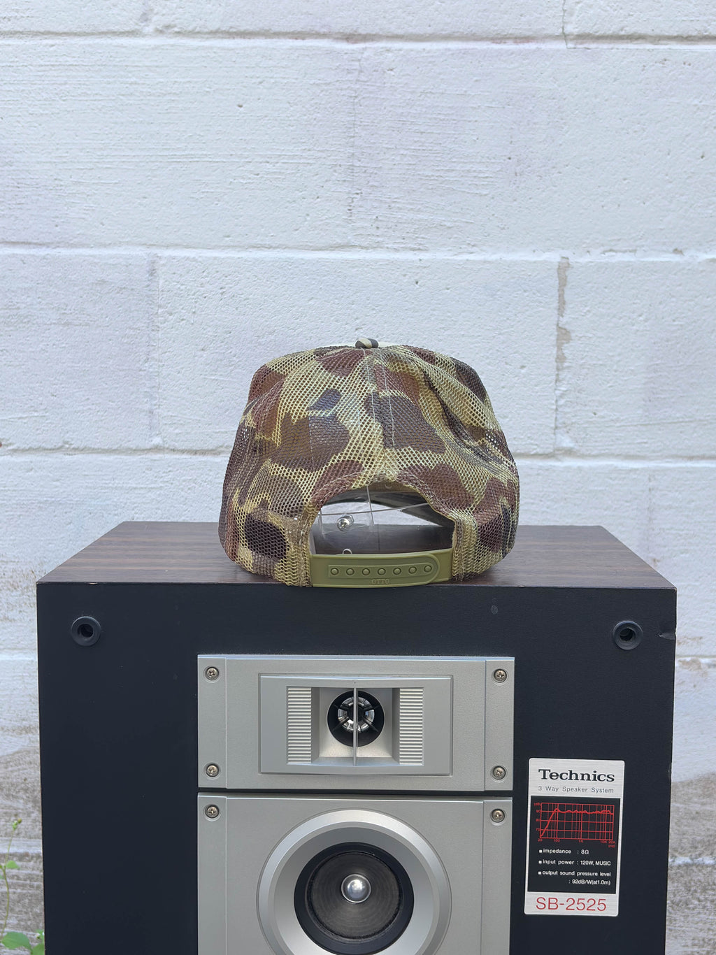 Vintage Smiley Face Patch Camo Trucker Snapback Hat OSFA