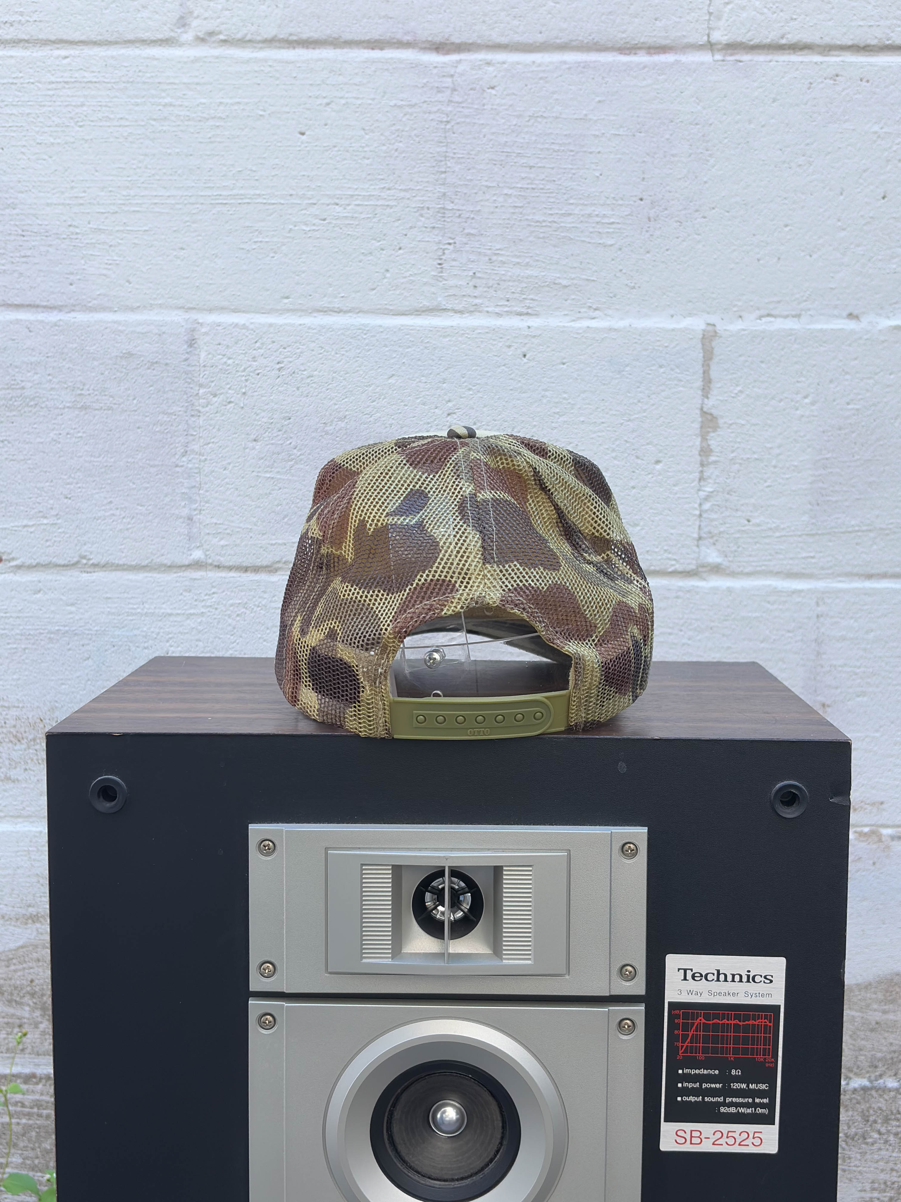 Vintage Smiley Face Patch Camo Trucker Snapback Hat OSFA