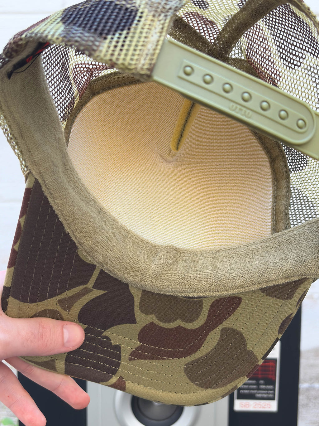 Vintage Smiley Face Patch Camo Trucker Snapback Hat OSFA