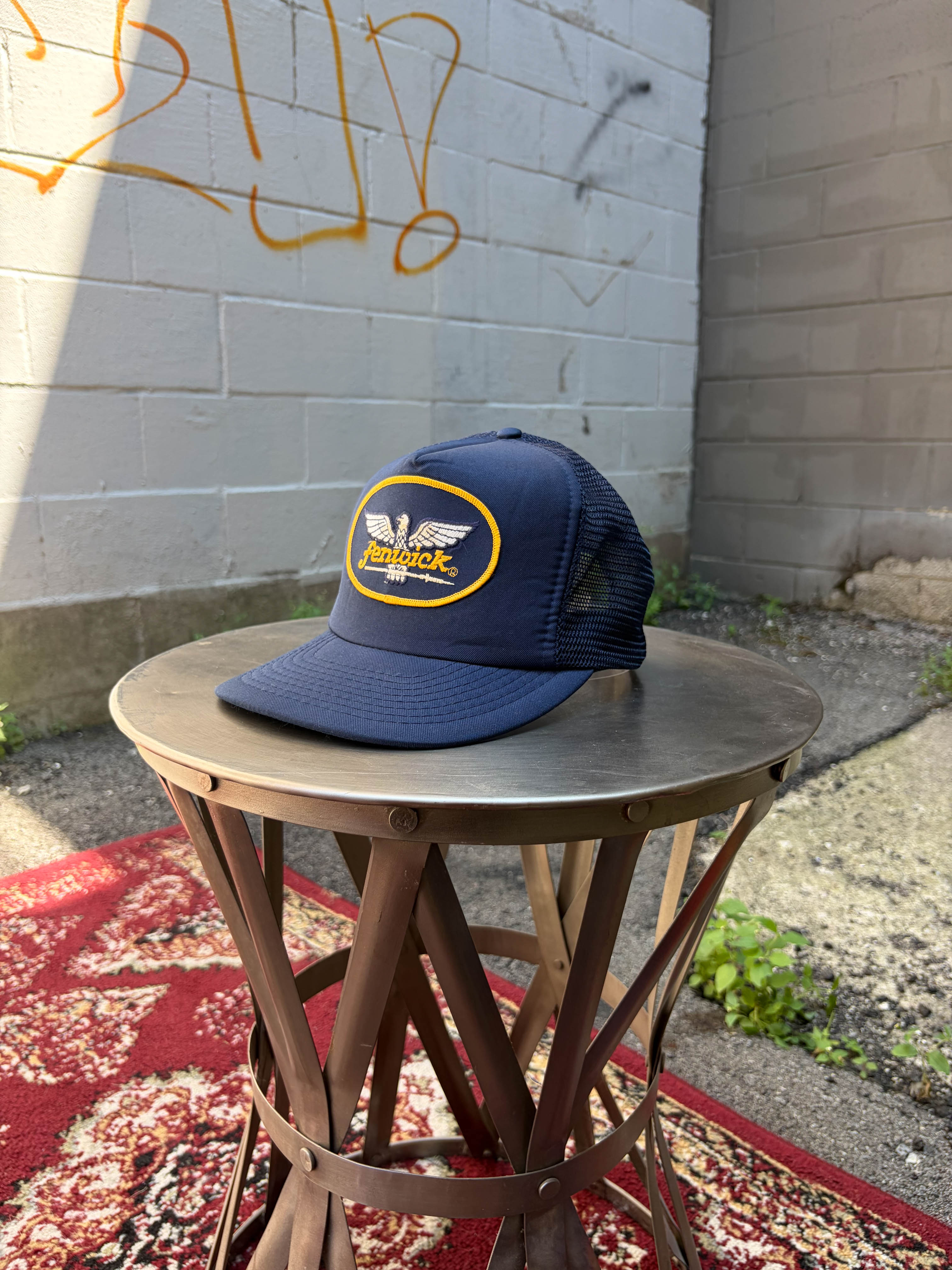 Vintage 90s Fenwick Embroidered Patch Trucker Snapback Hat OSFA