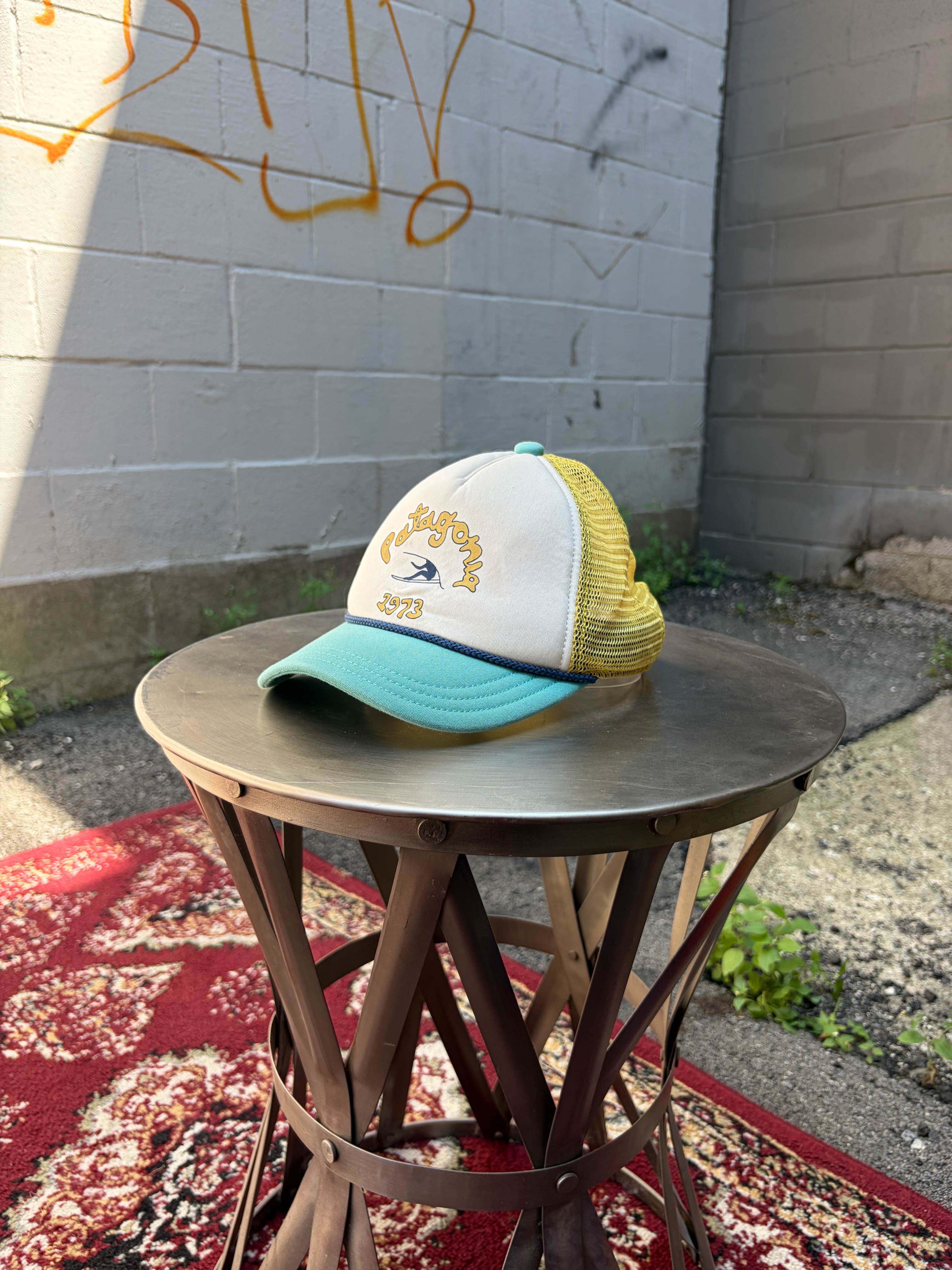 Patagonia Throwback Logo Spellout 1973 Trucker Snapback Hat OSFA