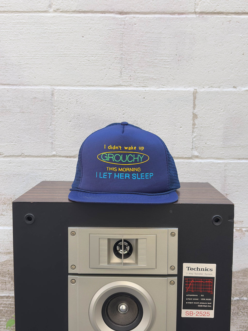 Vintage I Didn't Wake Up Grouchy Slogan Trucker Snapback Hat OSFA