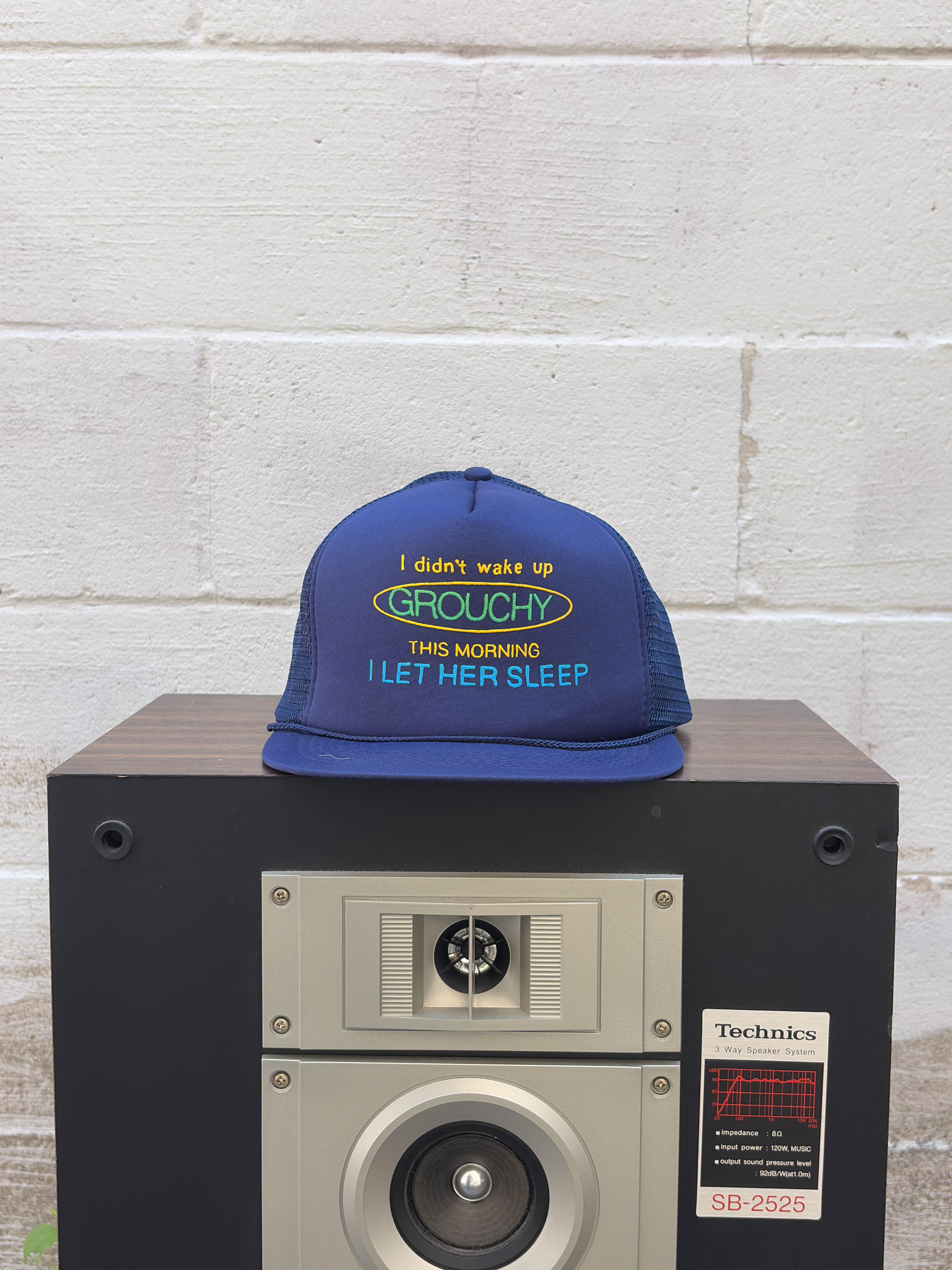 Vintage I Didn't Wake Up Grouchy Slogan Trucker Snapback Hat OSFA