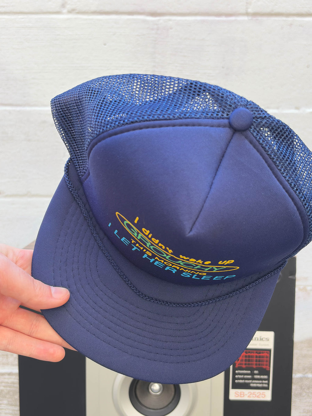 Vintage I Didn't Wake Up Grouchy Slogan Trucker Snapback Hat OSFA