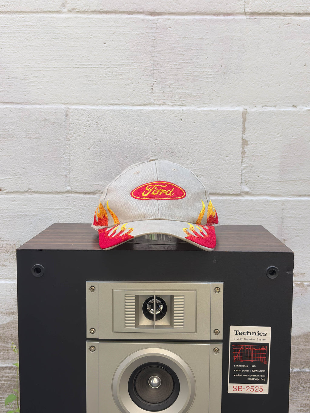 Vintage Ford Embroidered Logo Flame Strapback Hat OSFA