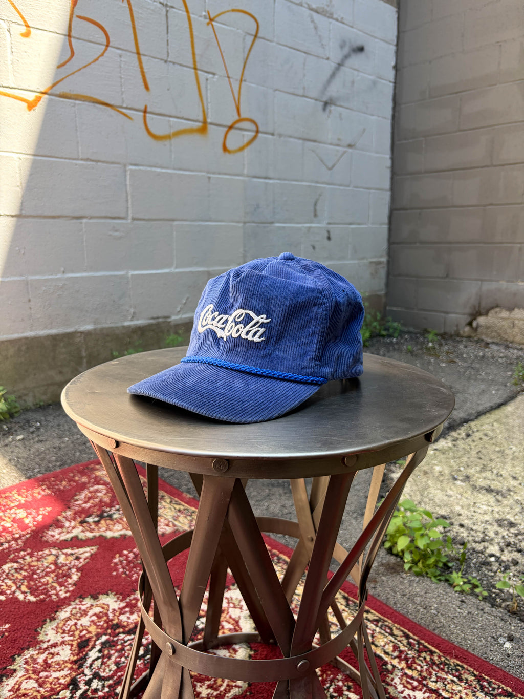 Vintage 90s Coca Cola Embroidered Logo Corduroy Strapback Hat OSFA