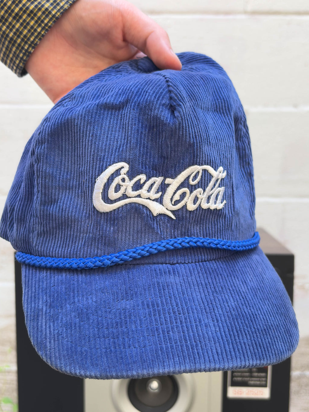 Vintage 90s Coca Cola Embroidered Logo Corduroy Strapback Hat OSFA