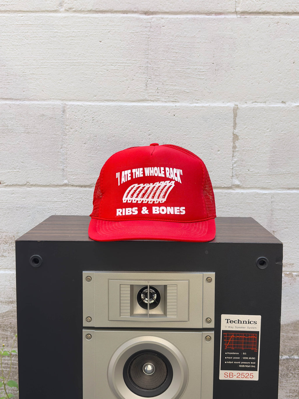 Vintage I Ate The Whole Rack Ribs & Bones Graphic Trucker Snapback Hat OSFA