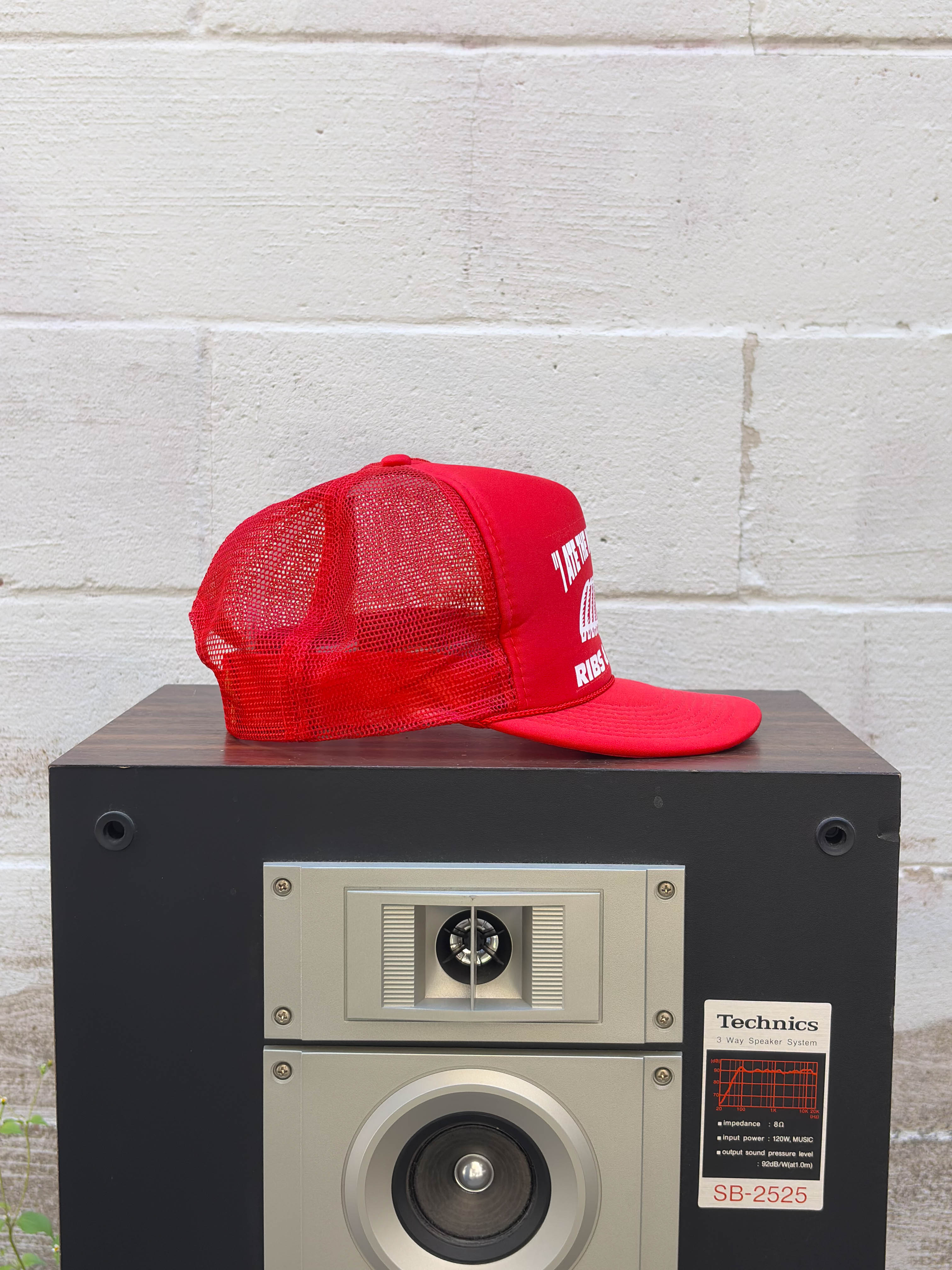 Vintage I Ate The Whole Rack Ribs & Bones Graphic Trucker Snapback Hat OSFA