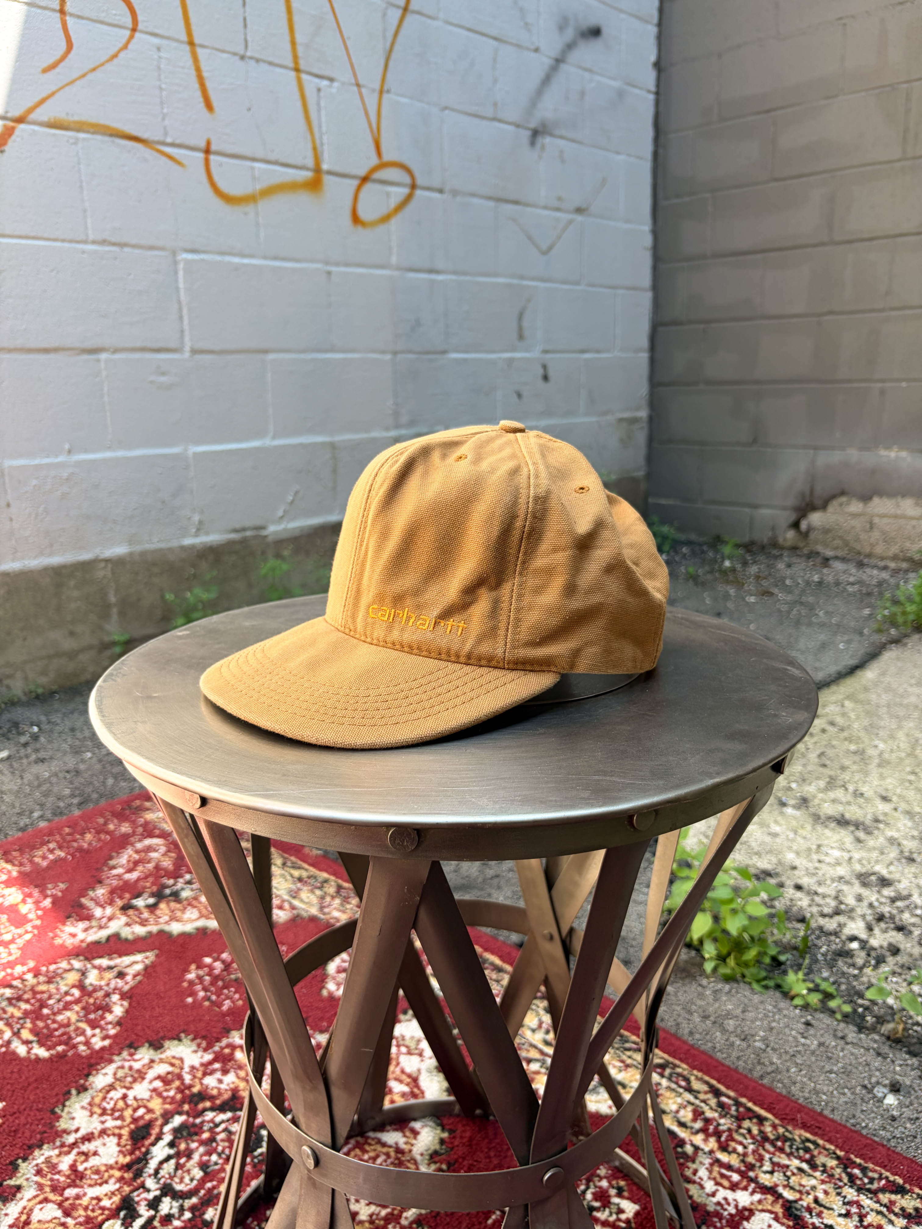 Vintage Carhartt Embroidered Logo Canvas Workwear Snapback Hat OSFA