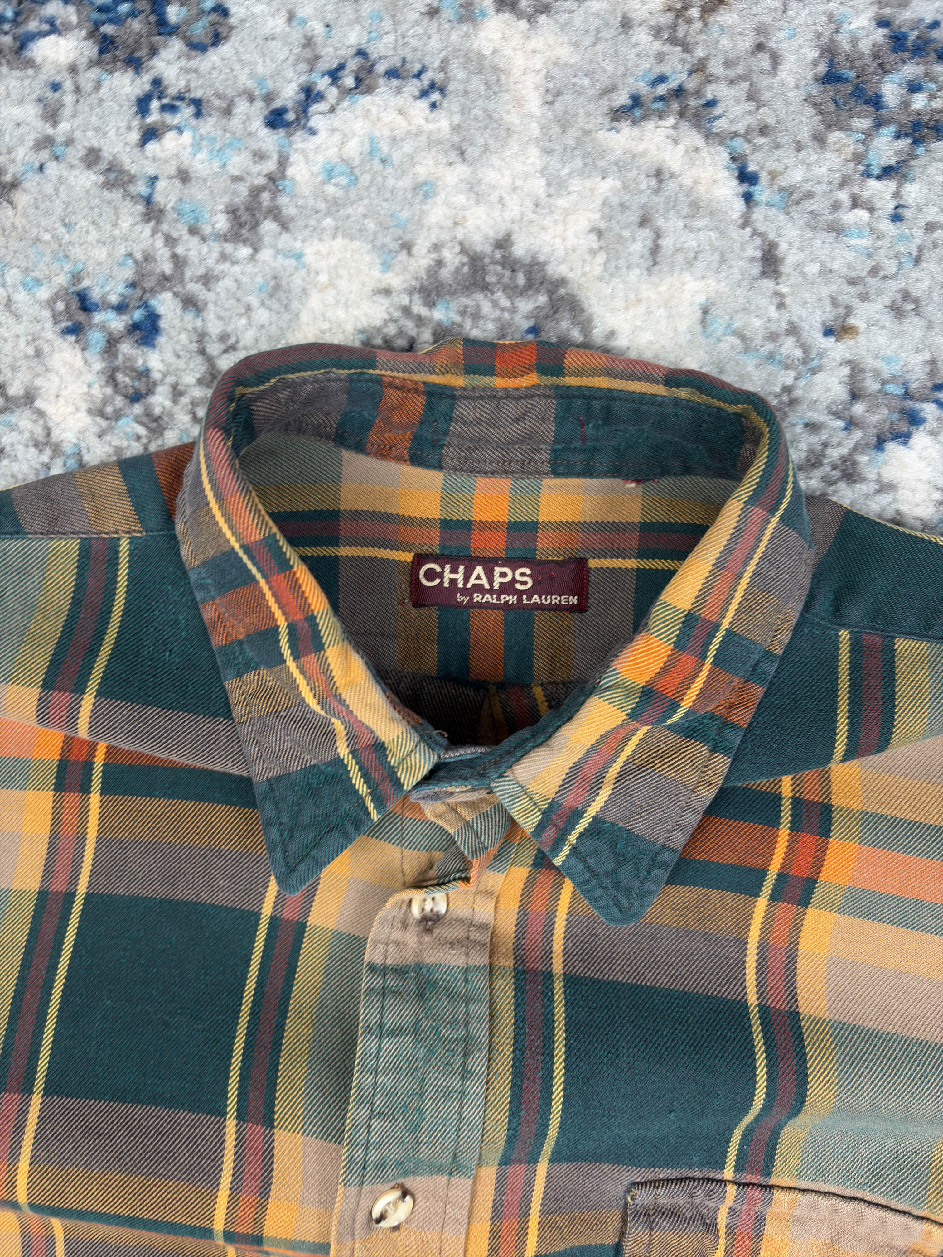 Vintage Chaps Ralph Lauren Plaid Single Pocket Button Up Shirt Size Large
