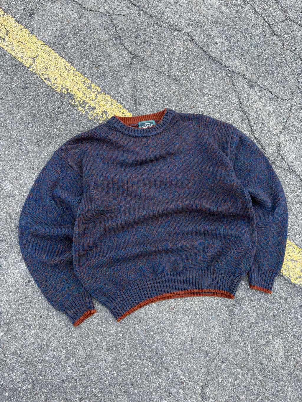Vintage Woolrich Multicolour Ribbed Collar Knit Sweater Size Large