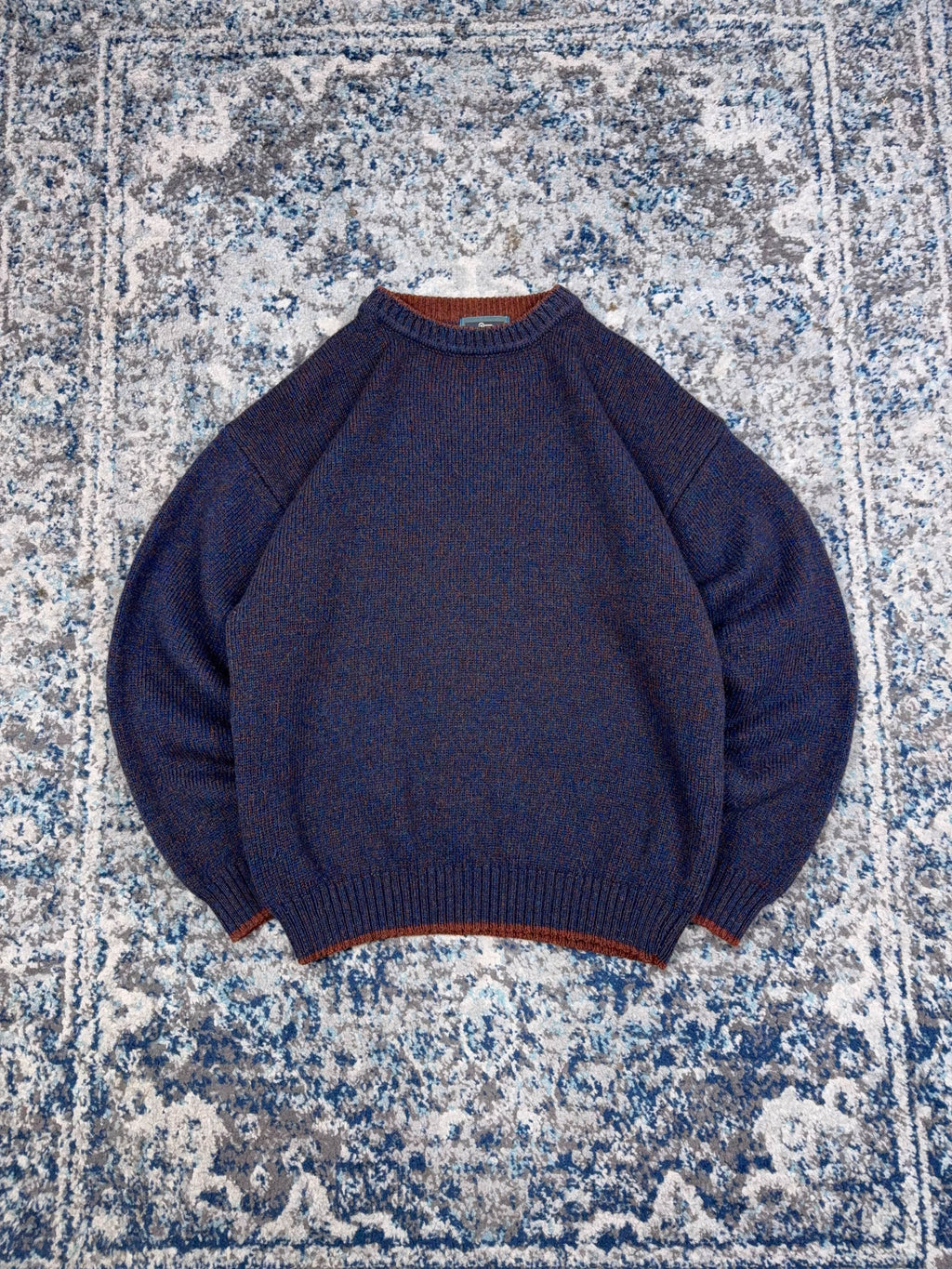 Vintage Woolrich Multicolour Ribbed Collar Knit Sweater Size Large