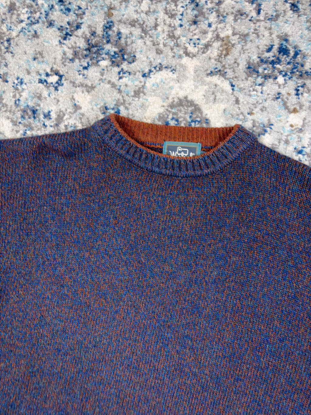 Vintage Woolrich Multicolour Ribbed Collar Knit Sweater Size Large