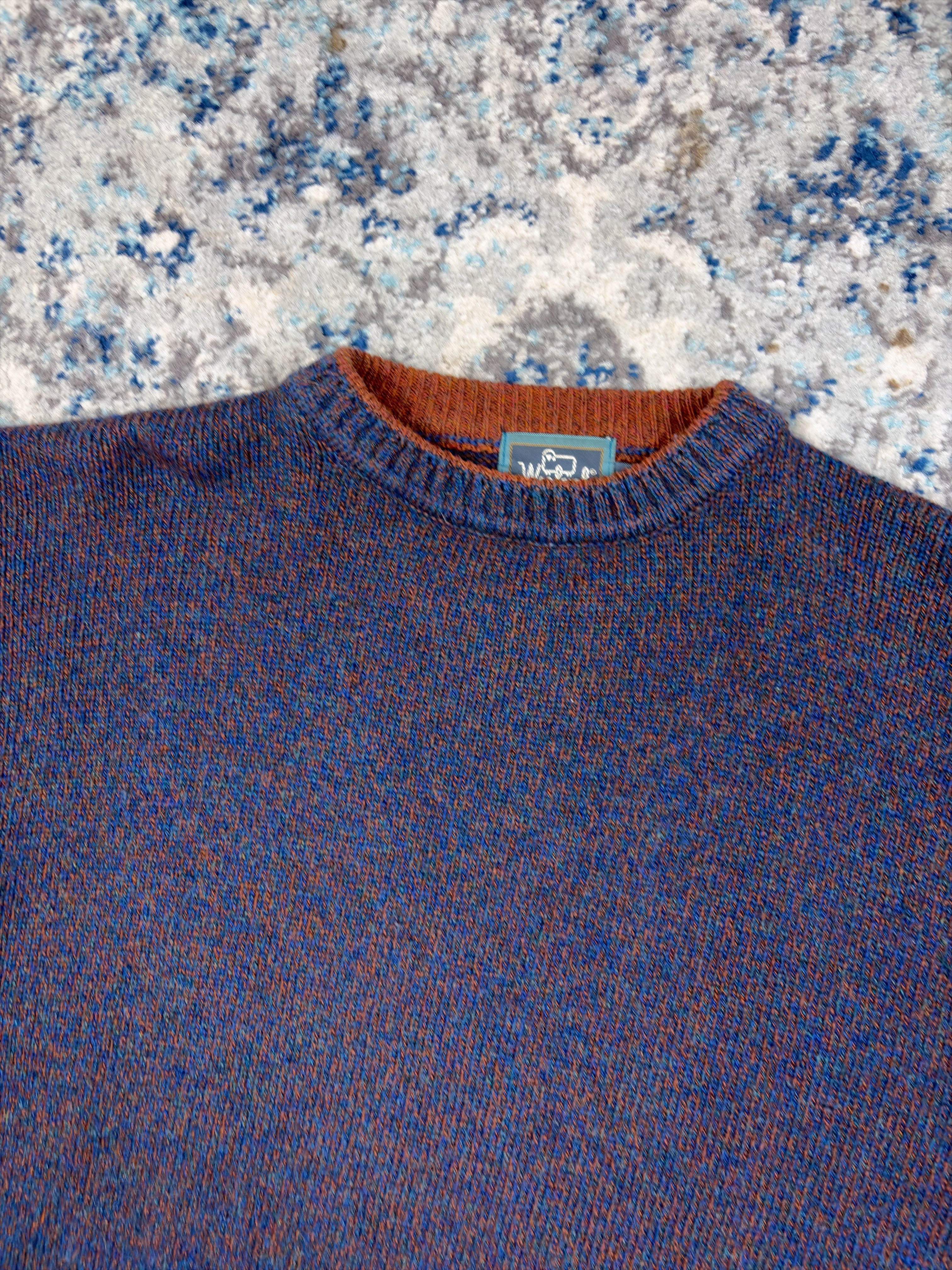 Vintage Woolrich Multicolour Ribbed Collar Knit Sweater Size Large
