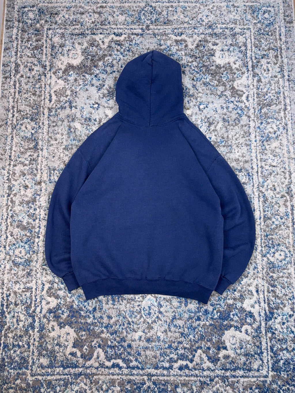 Vintage York Graphic Spellout Hooded Russell Sweatshirt Size XL