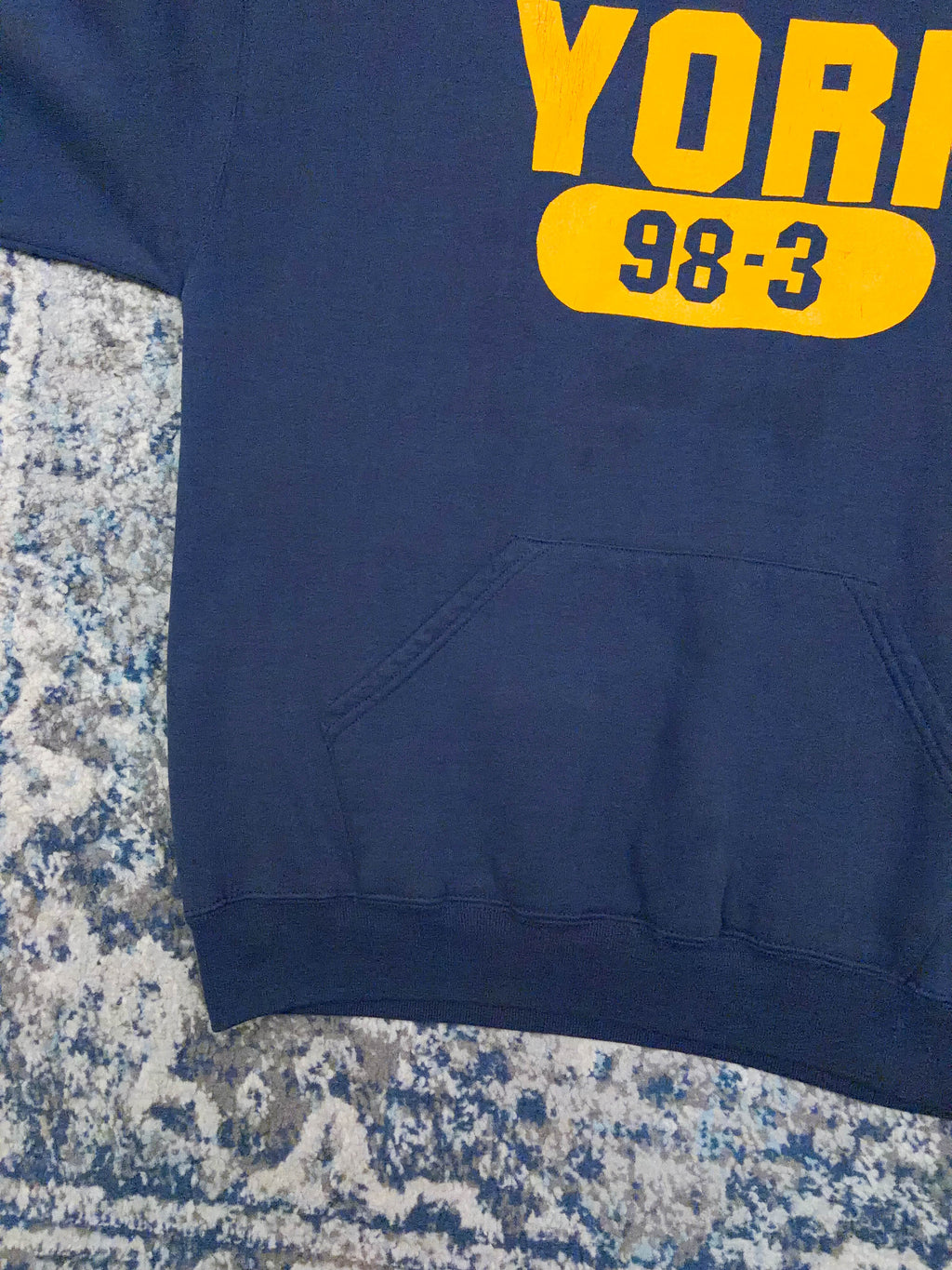 Vintage York Graphic Spellout Hooded Russell Sweatshirt Size XL