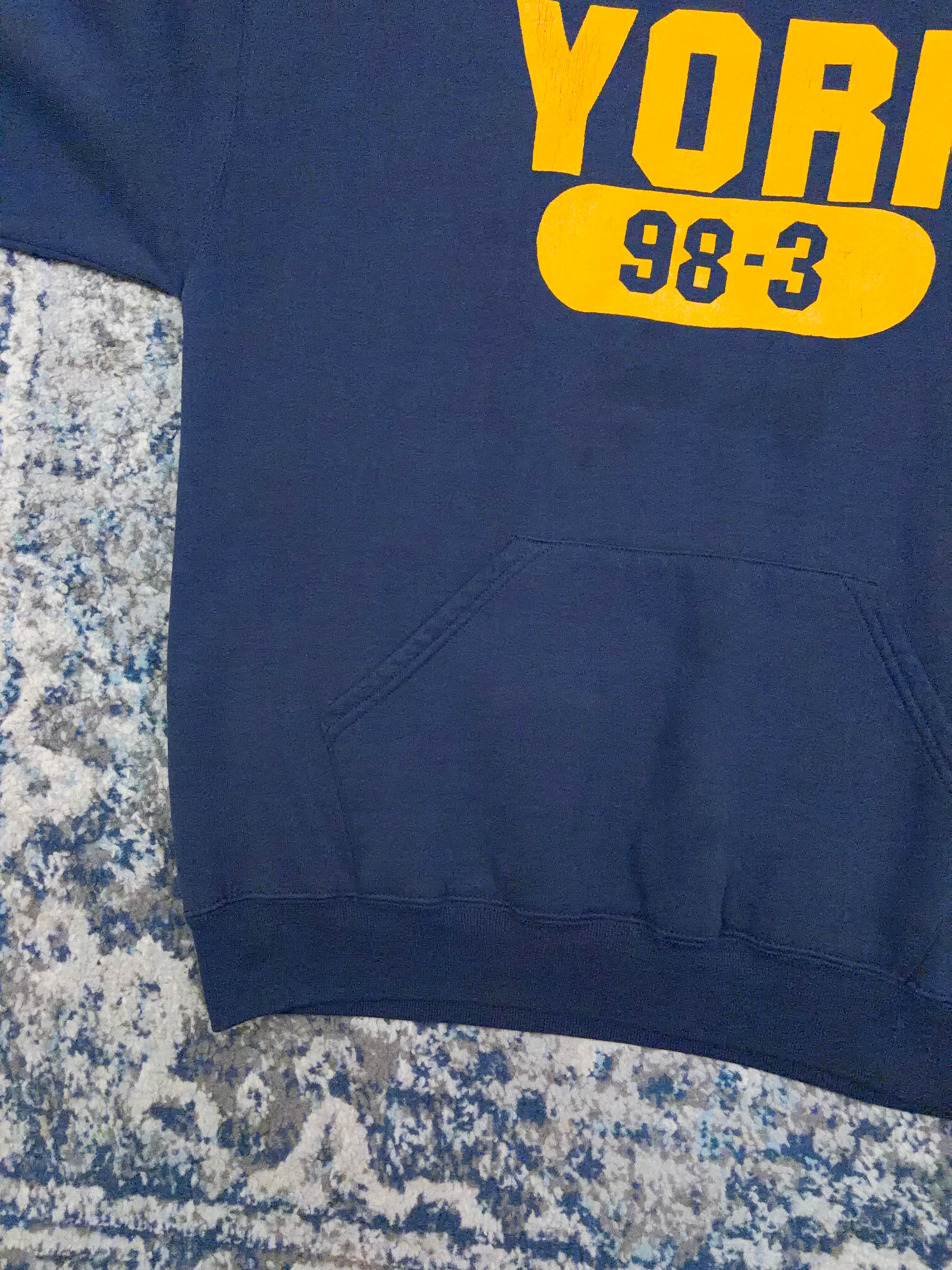 Vintage York Graphic Spellout Hooded Russell Sweatshirt Size XL