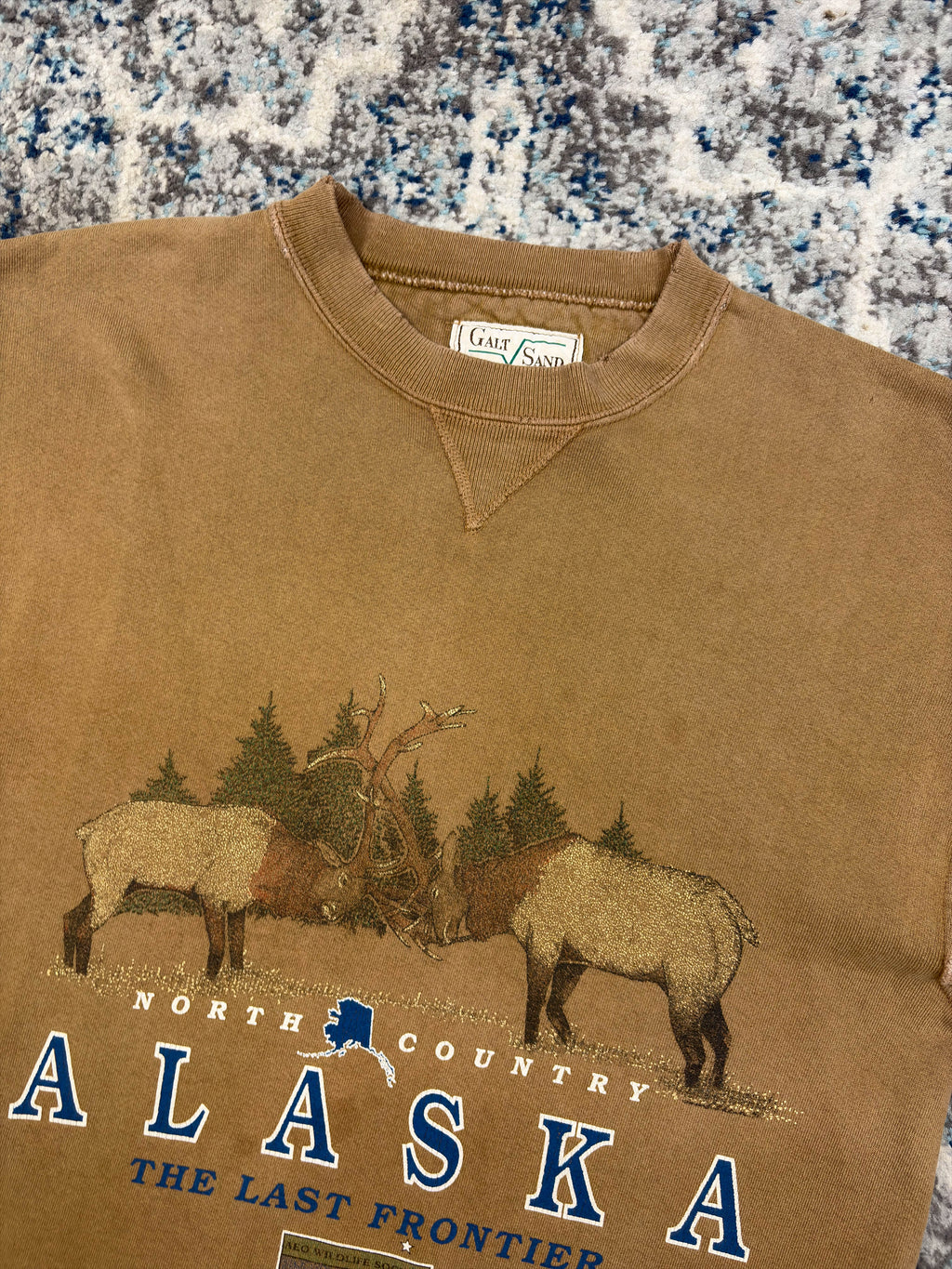 Vintage 90s Alaska The Last Frontier Nature Graphic Sweatshirt Size Small