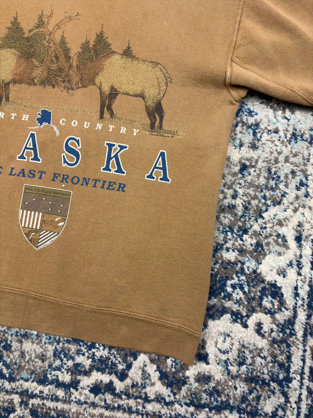 Vintage 90s Alaska The Last Frontier Nature Graphic Sweatshirt Size Small