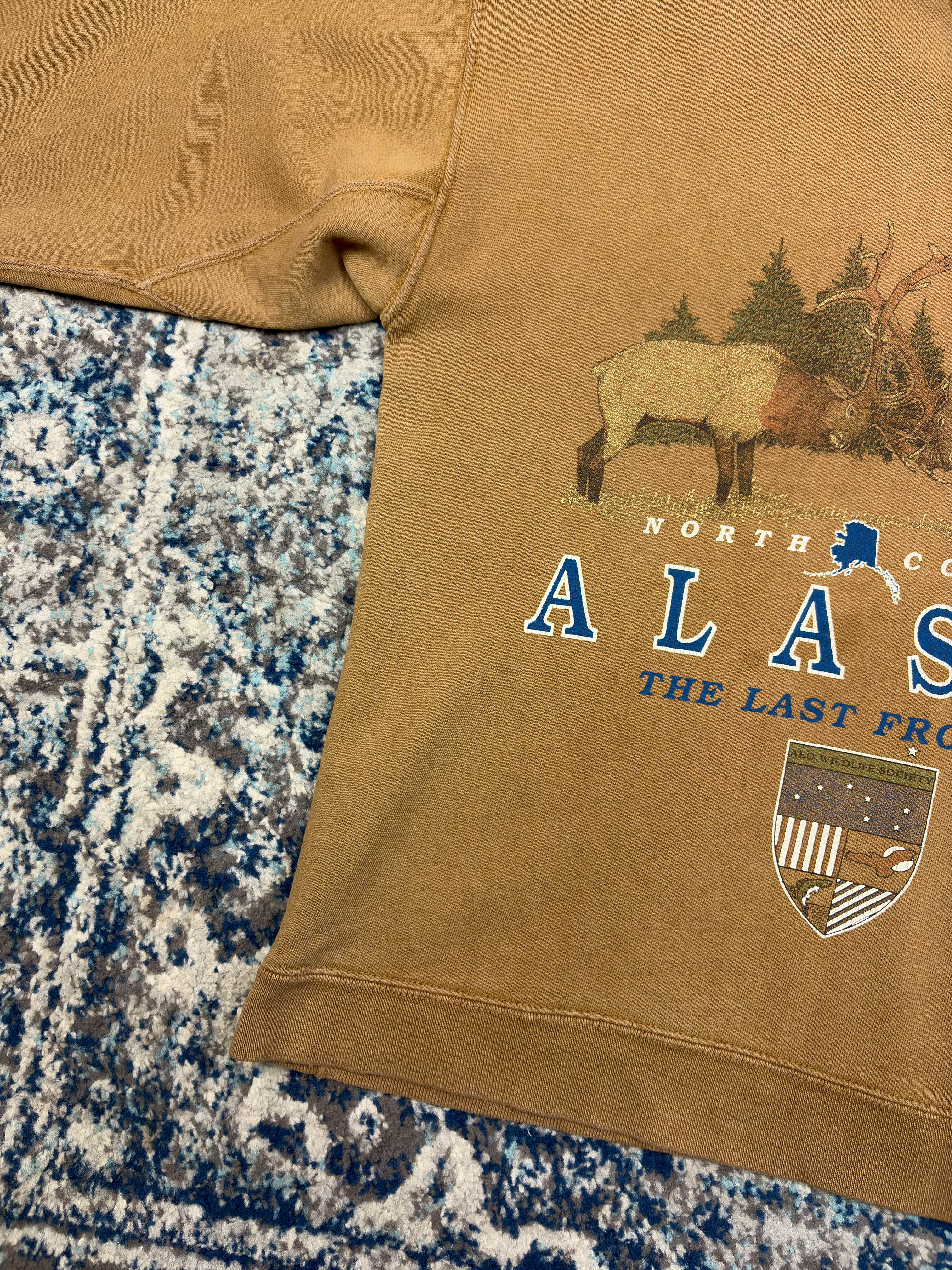 Vintage 90s Alaska The Last Frontier Nature Graphic Sweatshirt Size Small