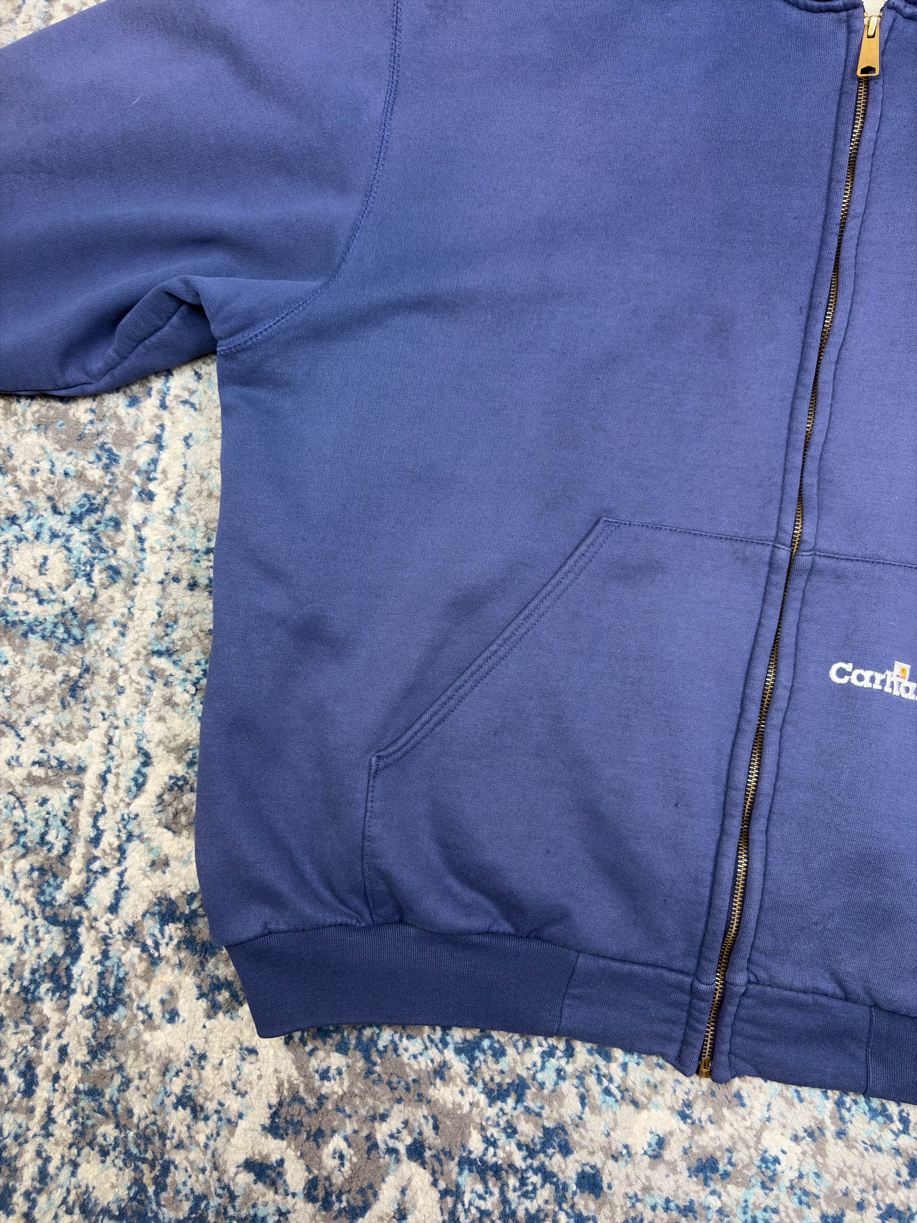 Vintage Carhartt Embroidered Thermal Lined Full Zip Sweatshirt Size 2XL