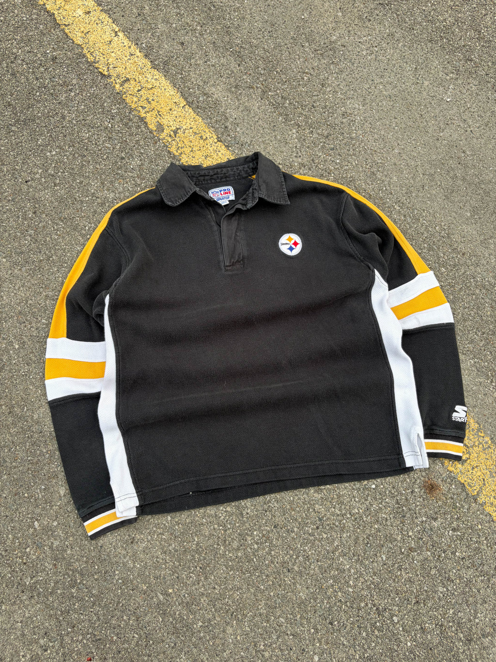 Vintage Pittsburgh Steelers NFL Embroidered Logo 1/4 Zip Sweatshirt Size Large