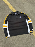 Vintage Pittsburgh Steelers NFL Embroidered Logo 1/4 Zip Sweatshirt Size Large