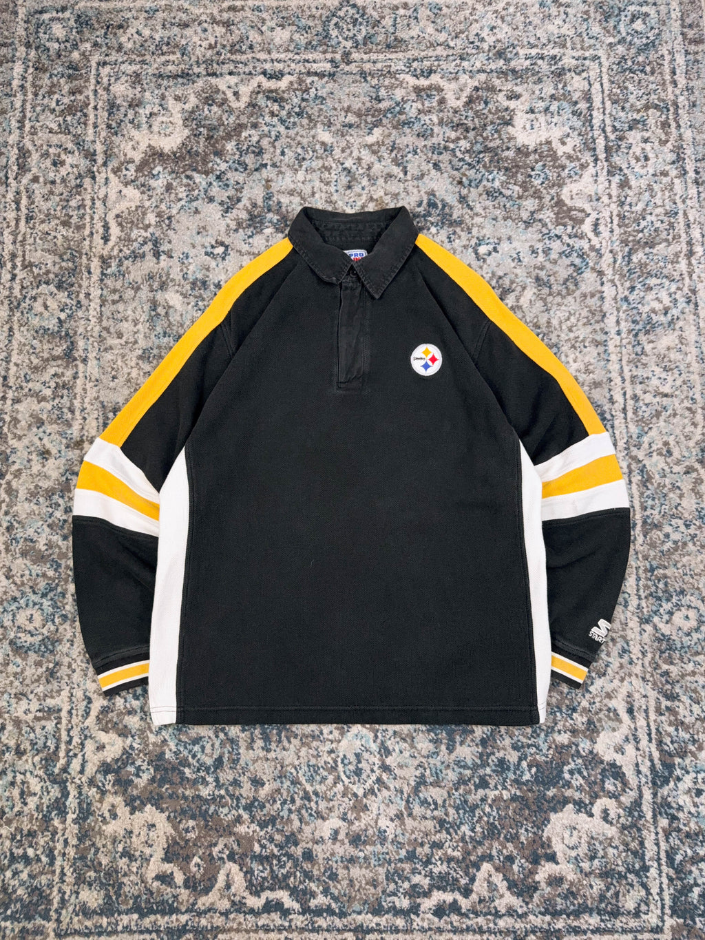 Vintage Pittsburgh Steelers NFL Embroidered Logo 1/4 Zip Sweatshirt Size Large