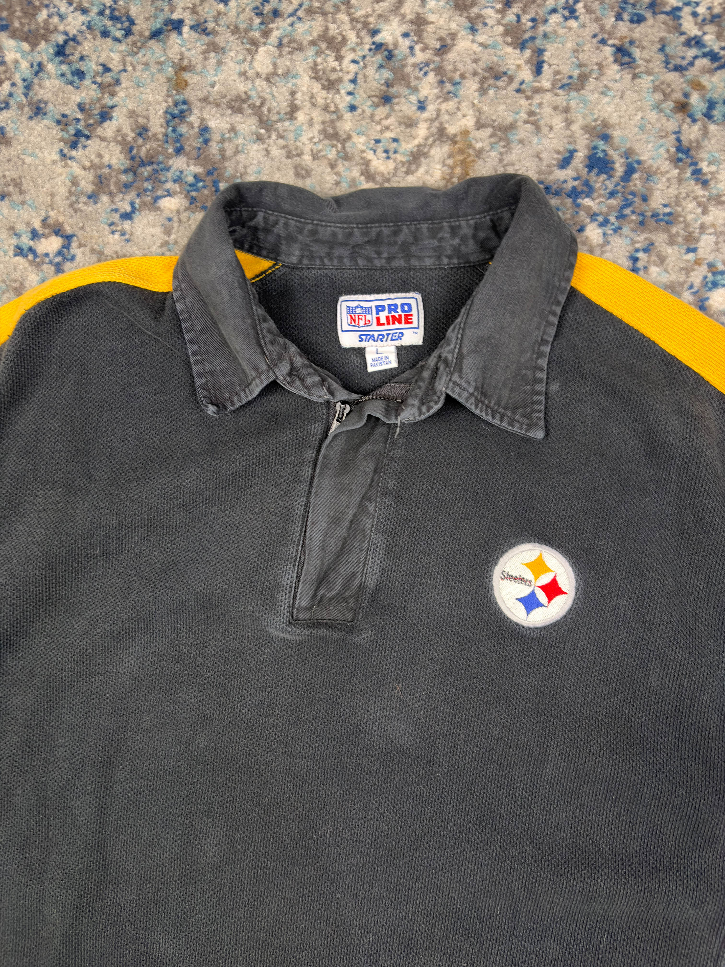 Vintage Pittsburgh Steelers NFL Embroidered Logo 1/4 Zip Sweatshirt Size Large