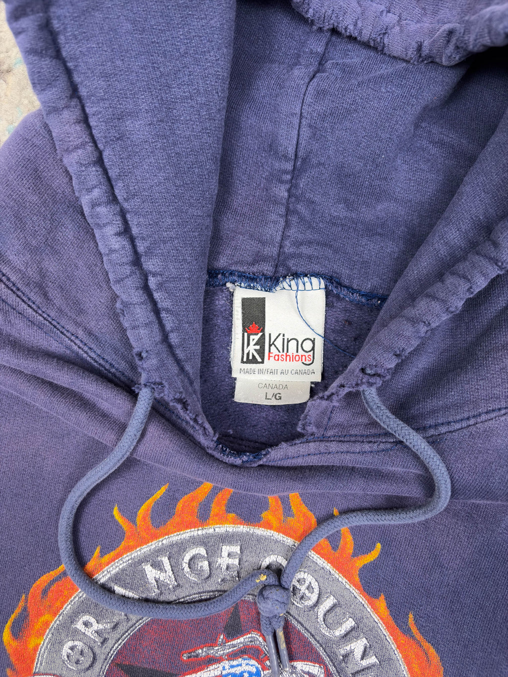 Vintage Orange County Choppers Flame Graphic Hooded Sweatshirt Size Large